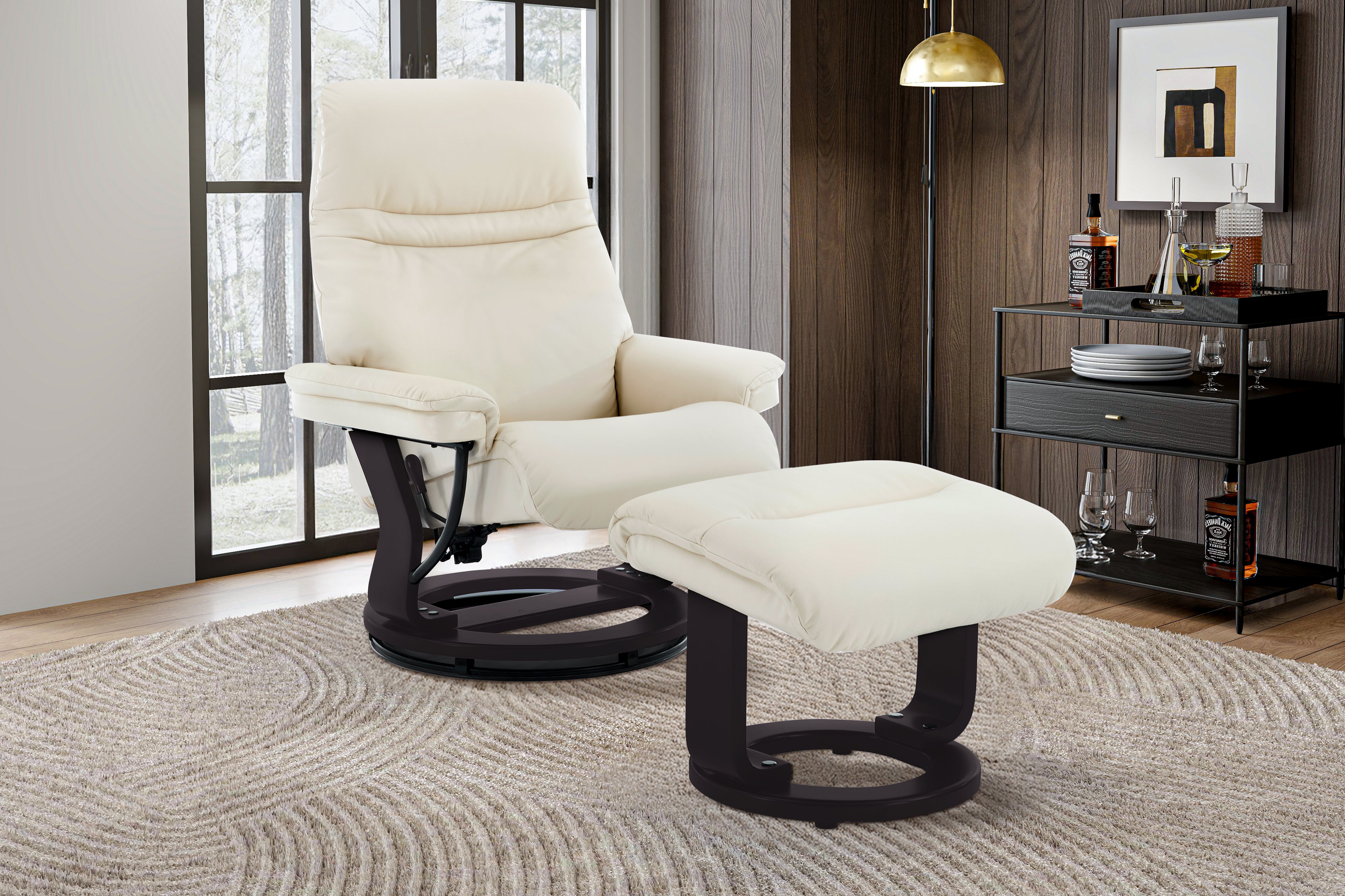 Valencia Massimo Leather Recliner with Ottoman, Beige