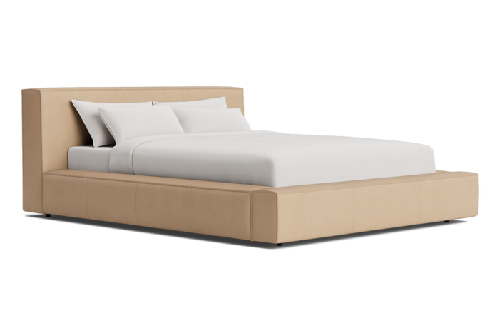 Valencia Gemma Leather Queen Size Bed Frame, Beige