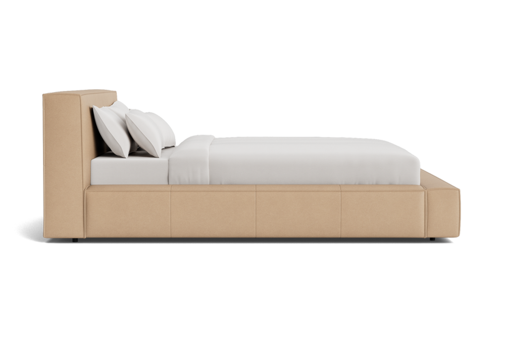 Valencia Gemma Leather Queen Size Bed Frame, Beige