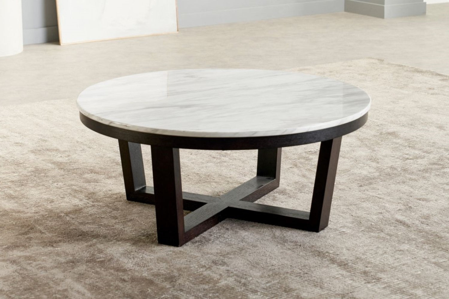 Valencia Michela Sintered Stone Round Coffee Table, White Marble