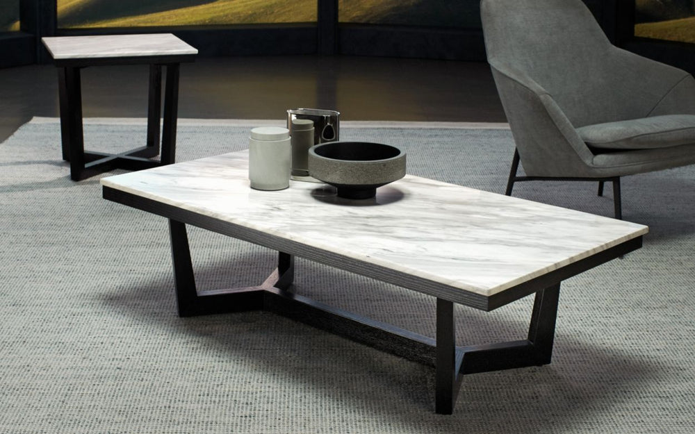 Valencia Michela Sintered Stone Rectangular Coffee Table, White Marble