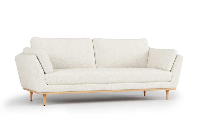 Valencia Mila Boucle Fabric Loveseat Sofa with Wood Base, Beige