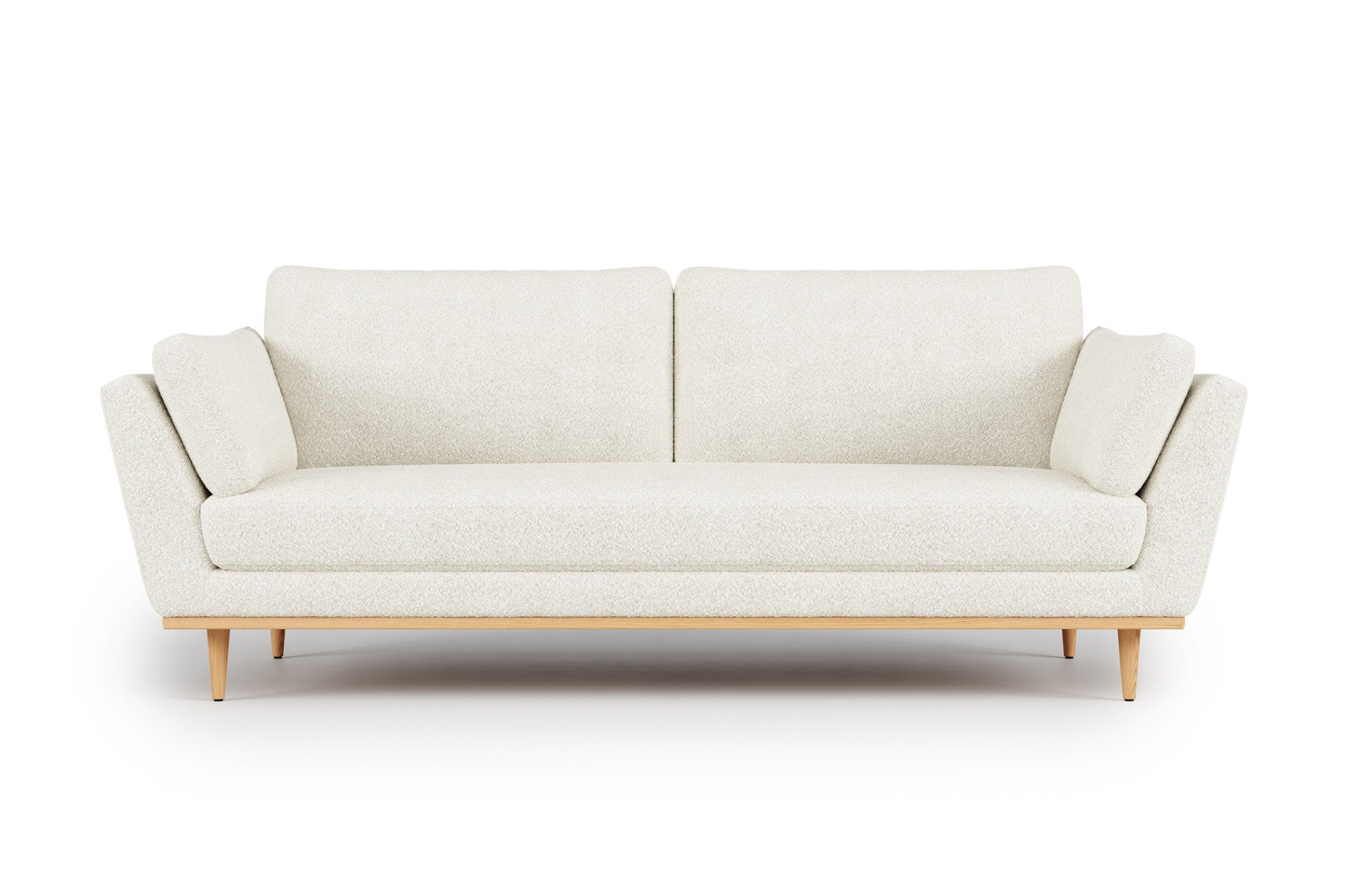 Valencia Mila Boucle Fabric Loveseat Sofa with Wood Base, Beige