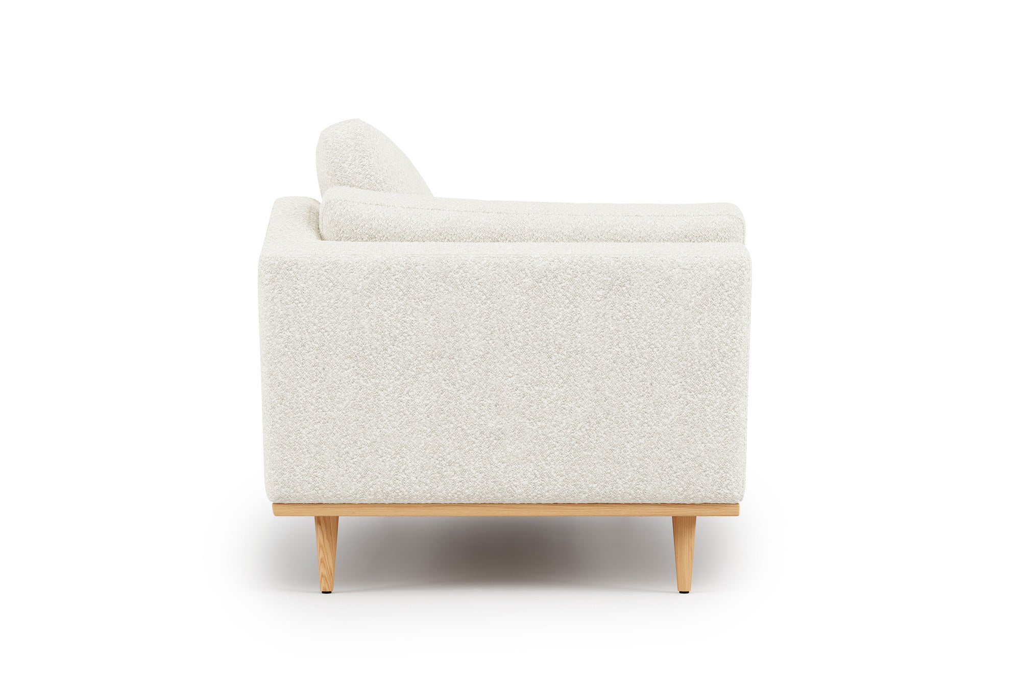 Valencia Mila Boucle Fabric Loveseat Sofa with Wood Base, Beige
