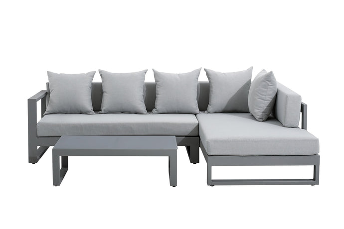 Valencia Mira Sunproof Outdoor Fabric Sectional Right Chaise Sofa with Coffee Table
