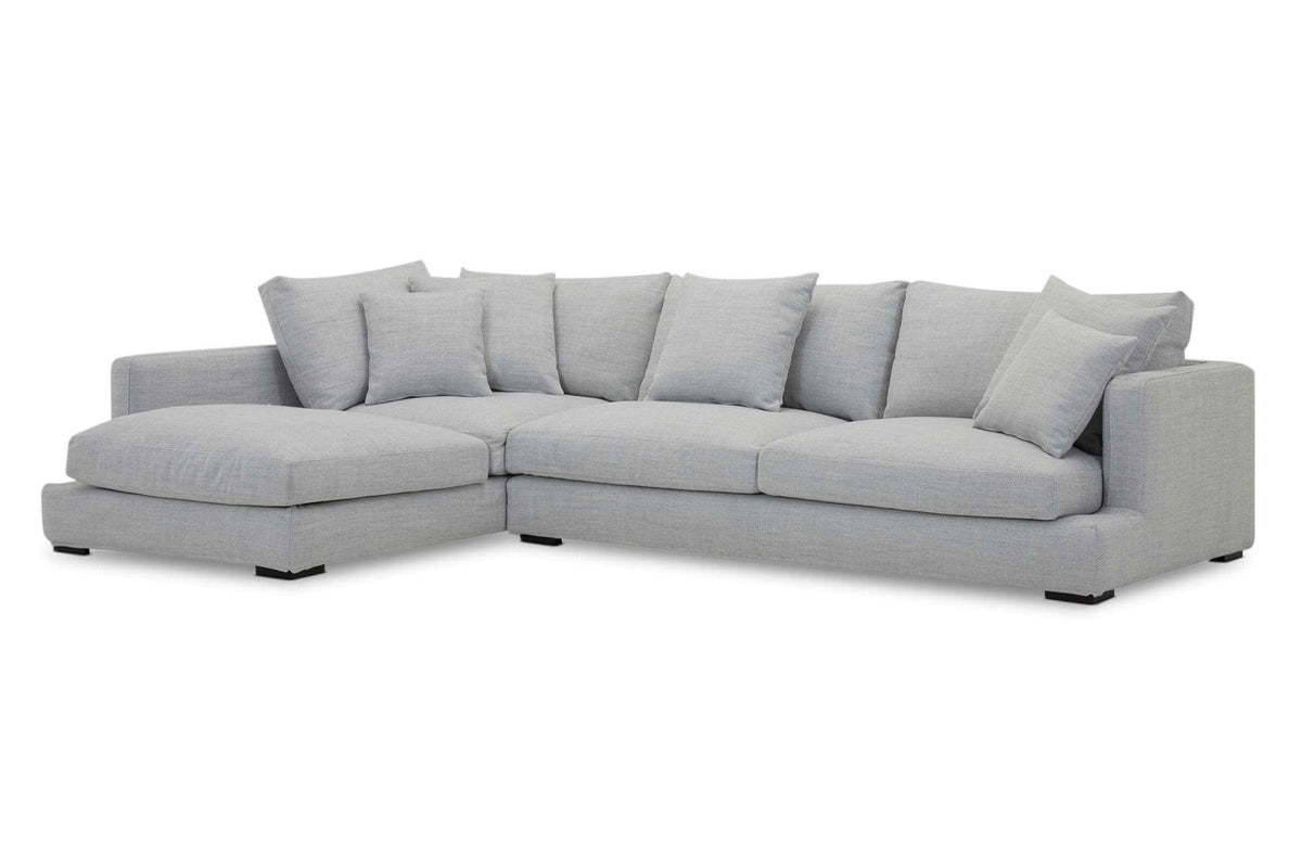 Valencia Miranda Fabric Sectional Sofa, Three Seat with Left Chaise, Light Grey