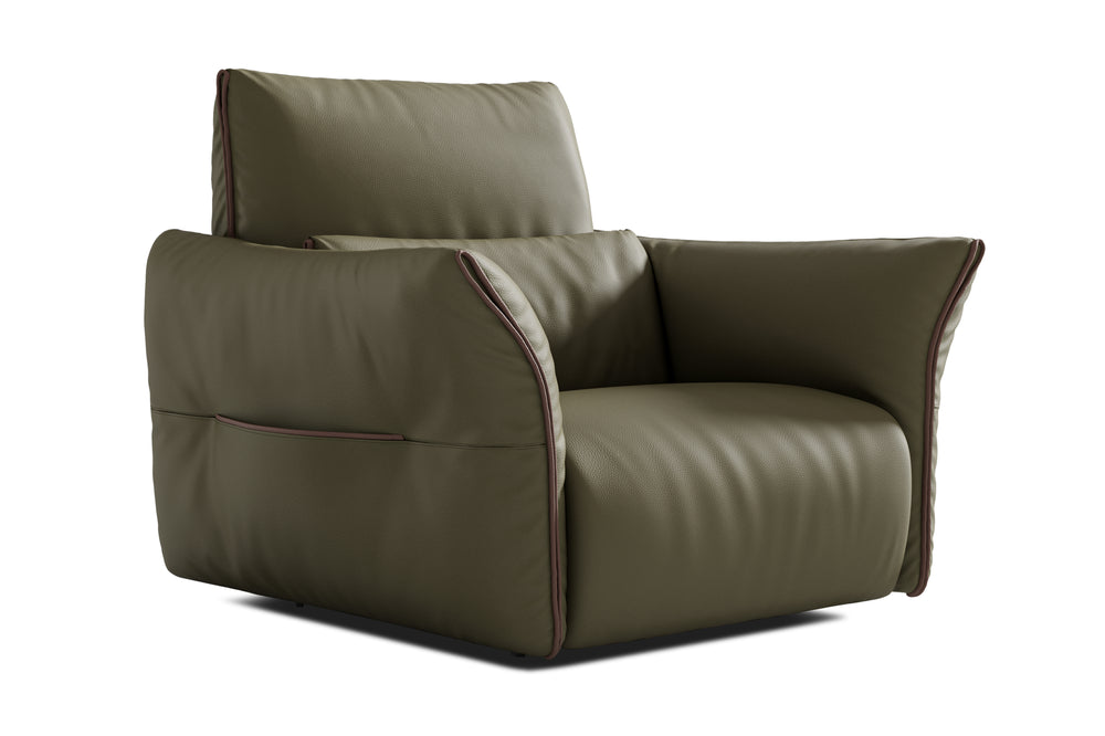 Valencia Morgan Top Grain Leather Recliner Seat, Olive Green