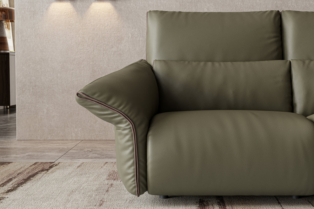 Valencia Morgan Top Grain Leather Recliner Seat, Olive Green