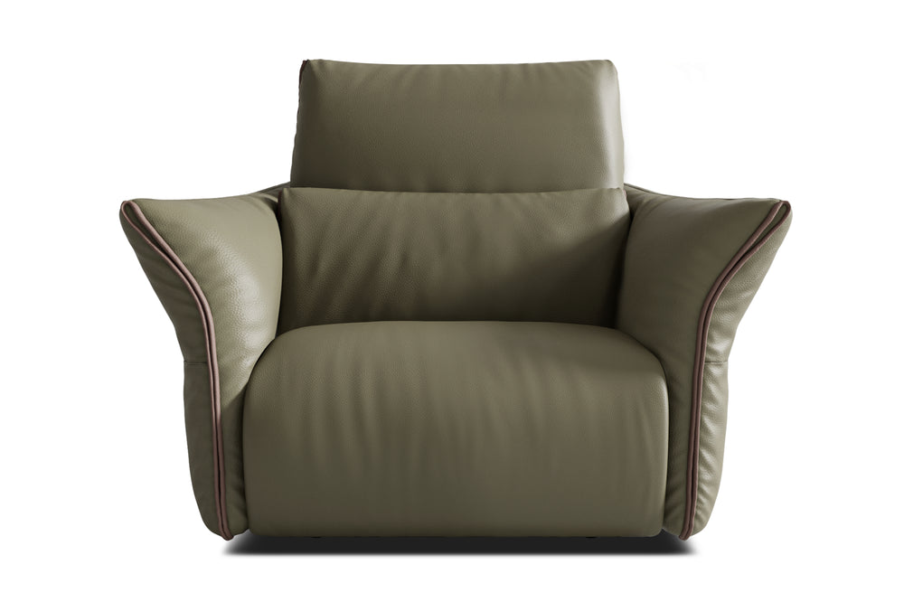 Valencia Morgan Top Grain Leather Recliner Seat, Olive Green