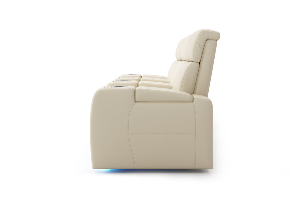 Valencia Natalie Top Grain Leather Three Seats Recliner Sofa, Cream Color