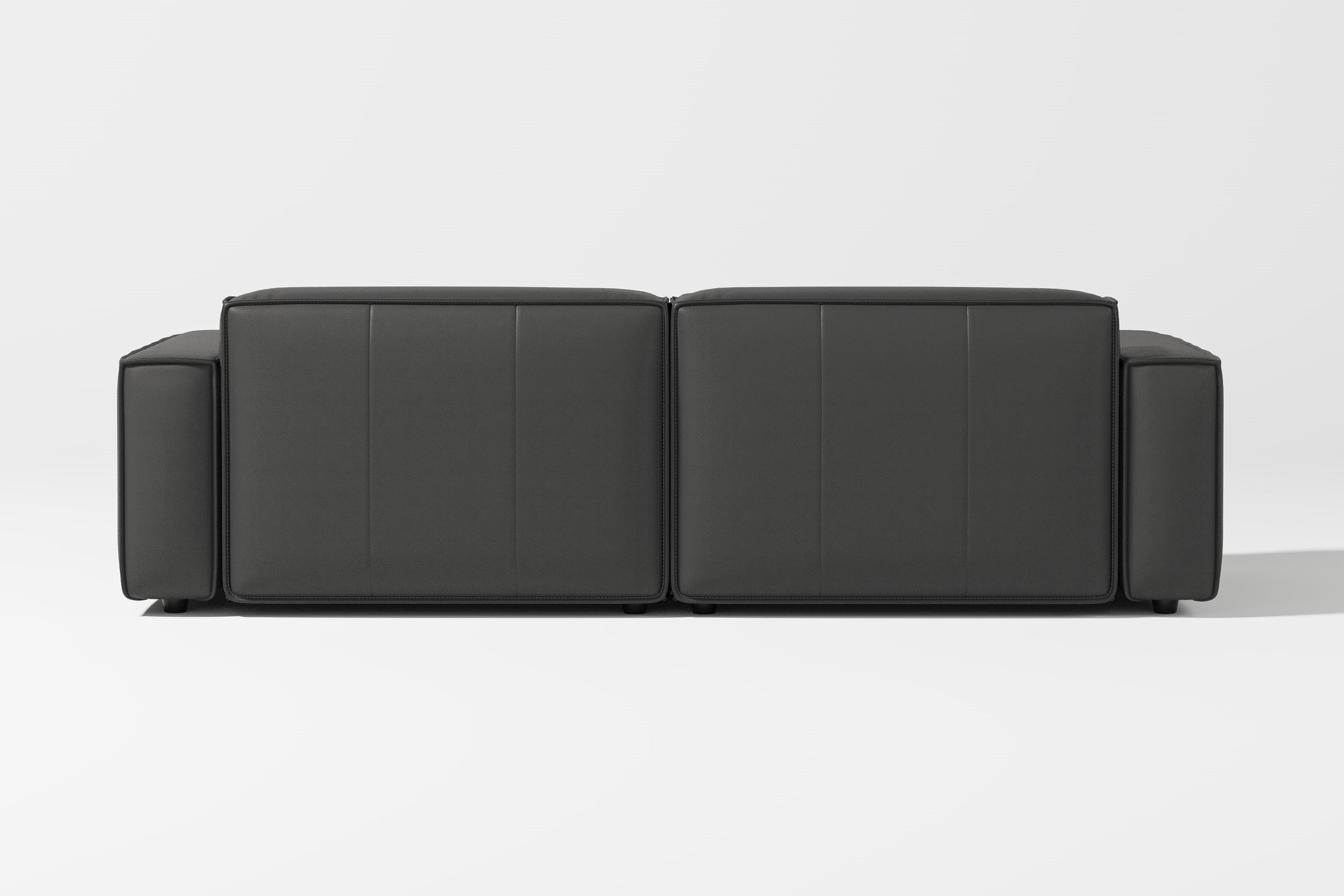 Valencia Nathan Full Aniline Leather Modular Sofa with Down Feather, Loveseat, Black Color