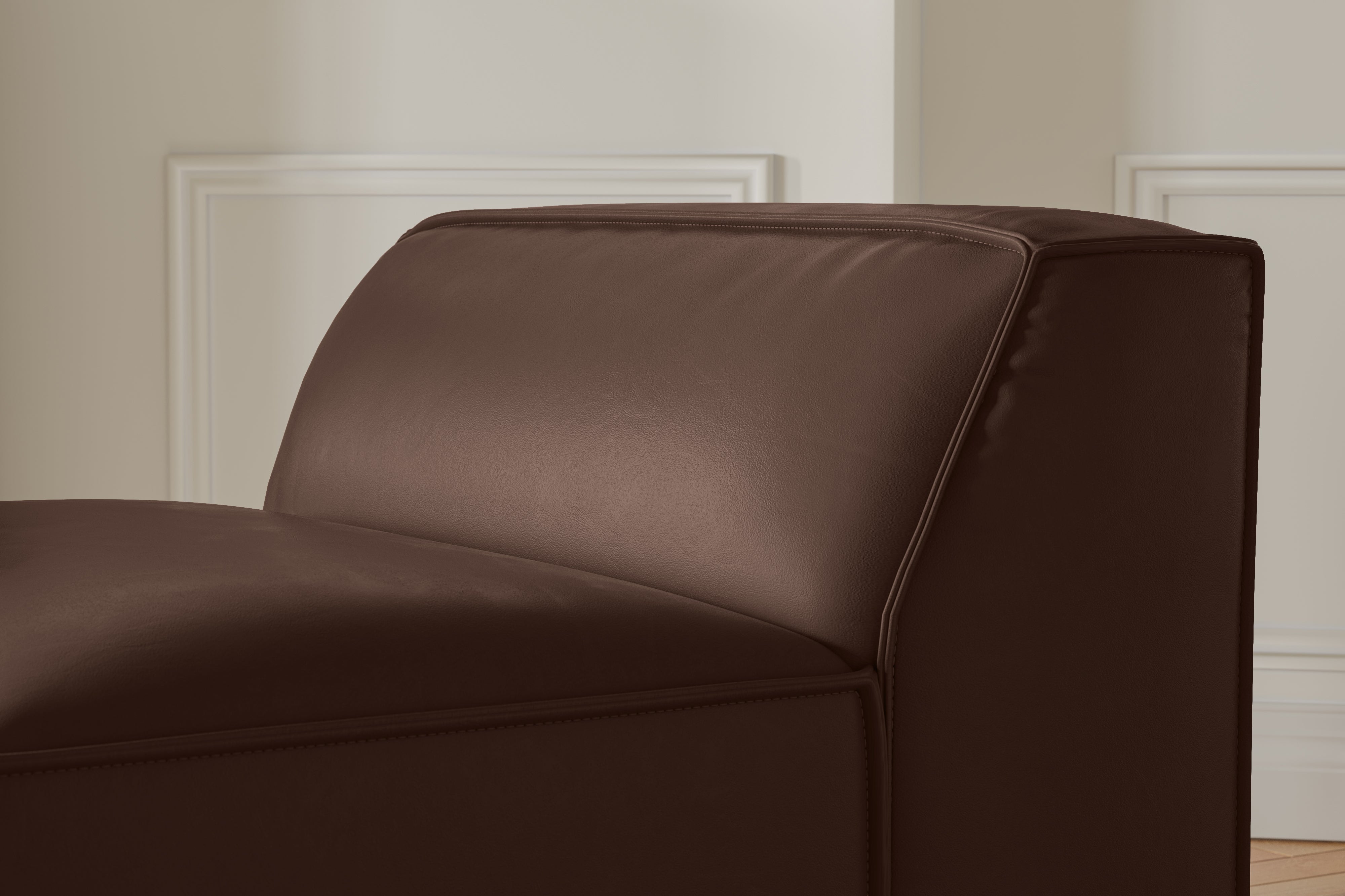 Valencia Nathan Full Aniline Leather Armless Piece, Dark Chocolate