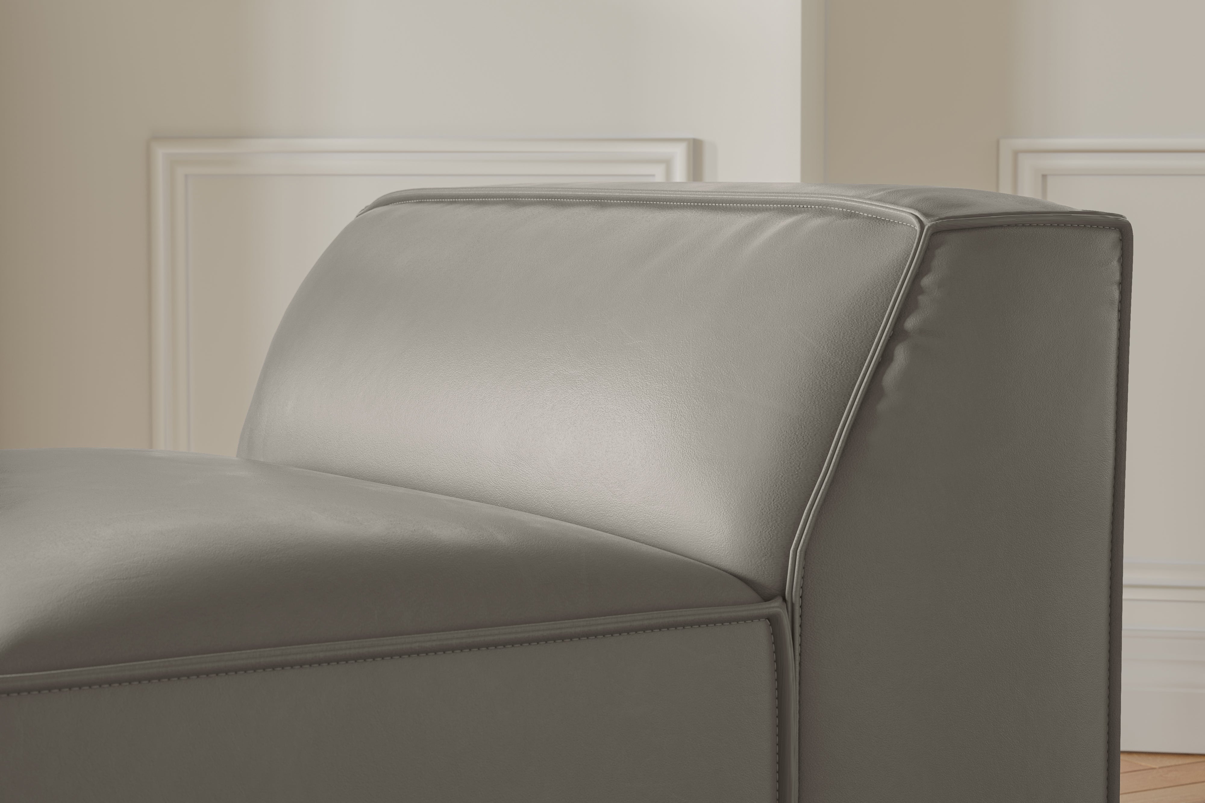 Valencia Nathan Full Aniline Leather Armless Piece, Light Grey