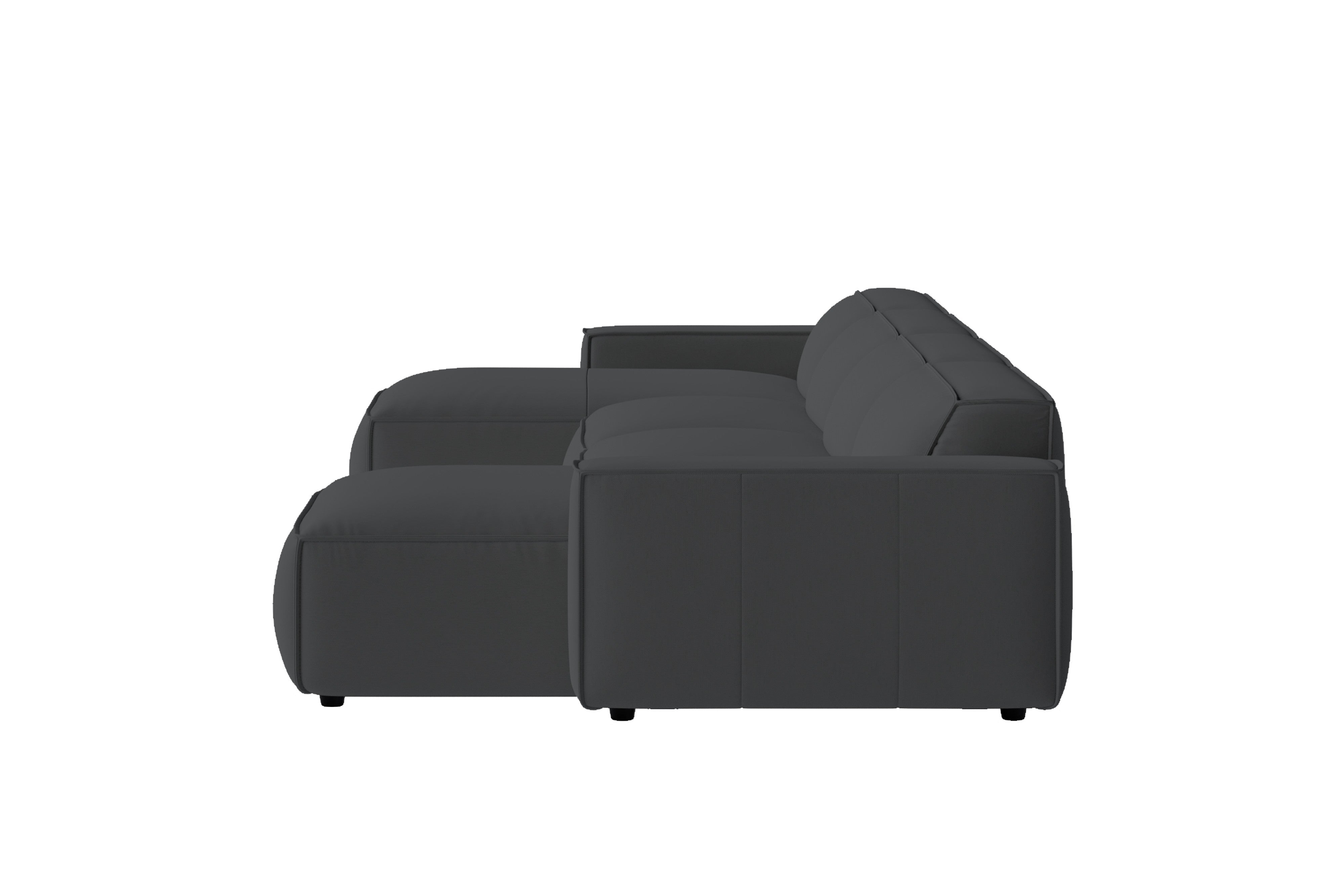 Valencia Nathan Performance Fabric Modular Sofa with Down Feather, Row of 4 with 2 Chaises, Black