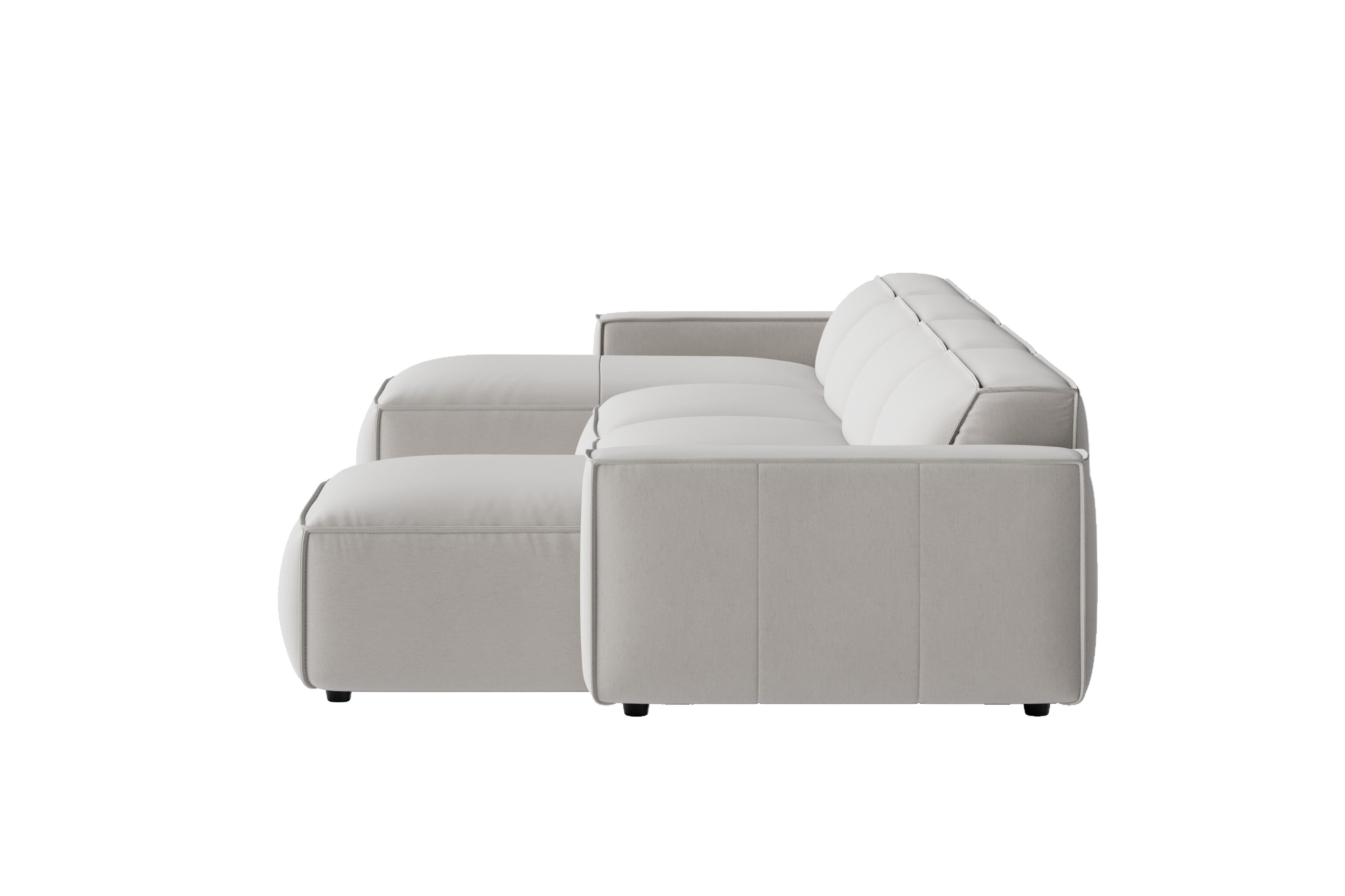 Valencia Nathan Performance Fabric Modular Sofa with Down Feather, Row of 4 with 2 Chaises, White