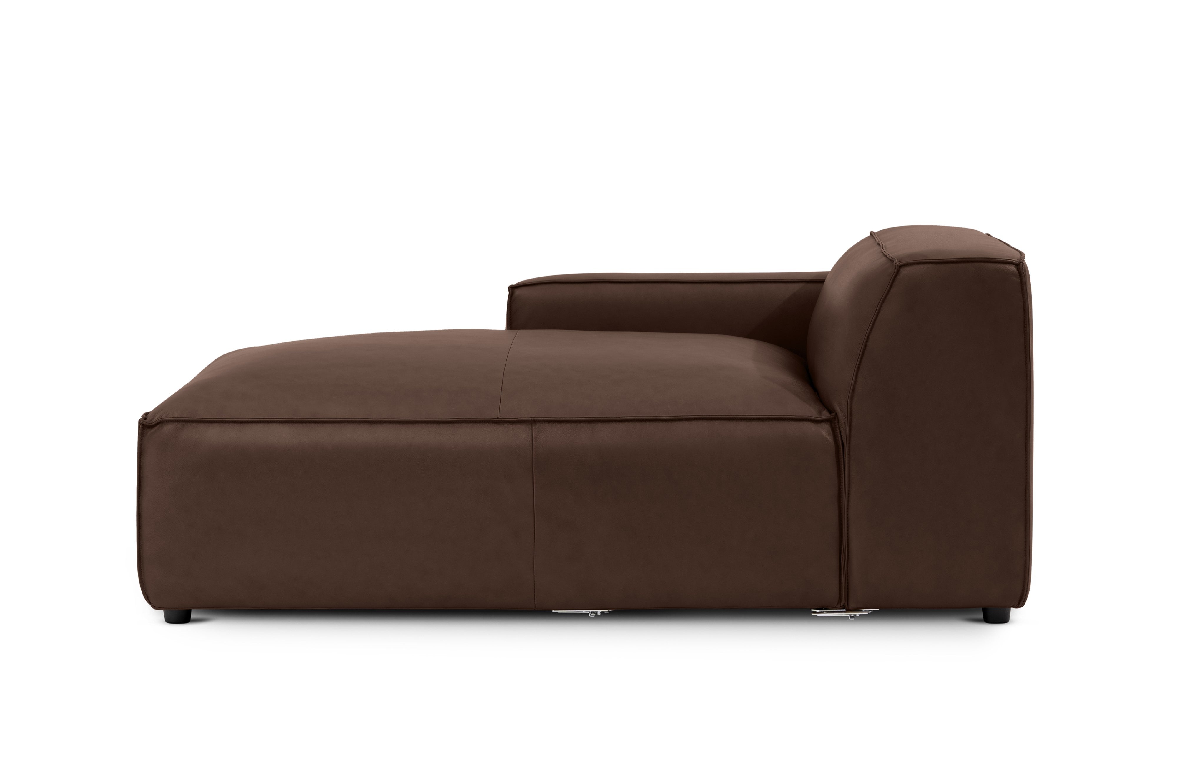 Valencia Nathan Full Aniline Leather Left-Chaise Piece, Dark Chocolate