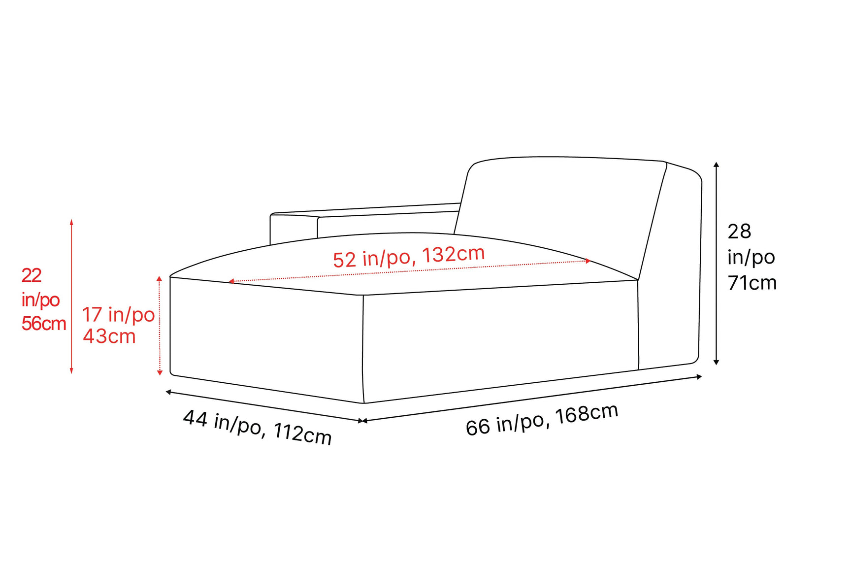 Nathan Leather Left Chaise Sofa Module