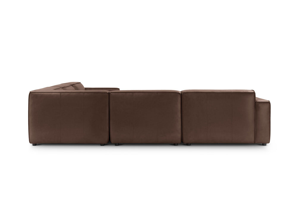 Valencia Nathan Full Aniline Leather Modular Sofa with Down Feather, L-Shape, Dark Chocolate