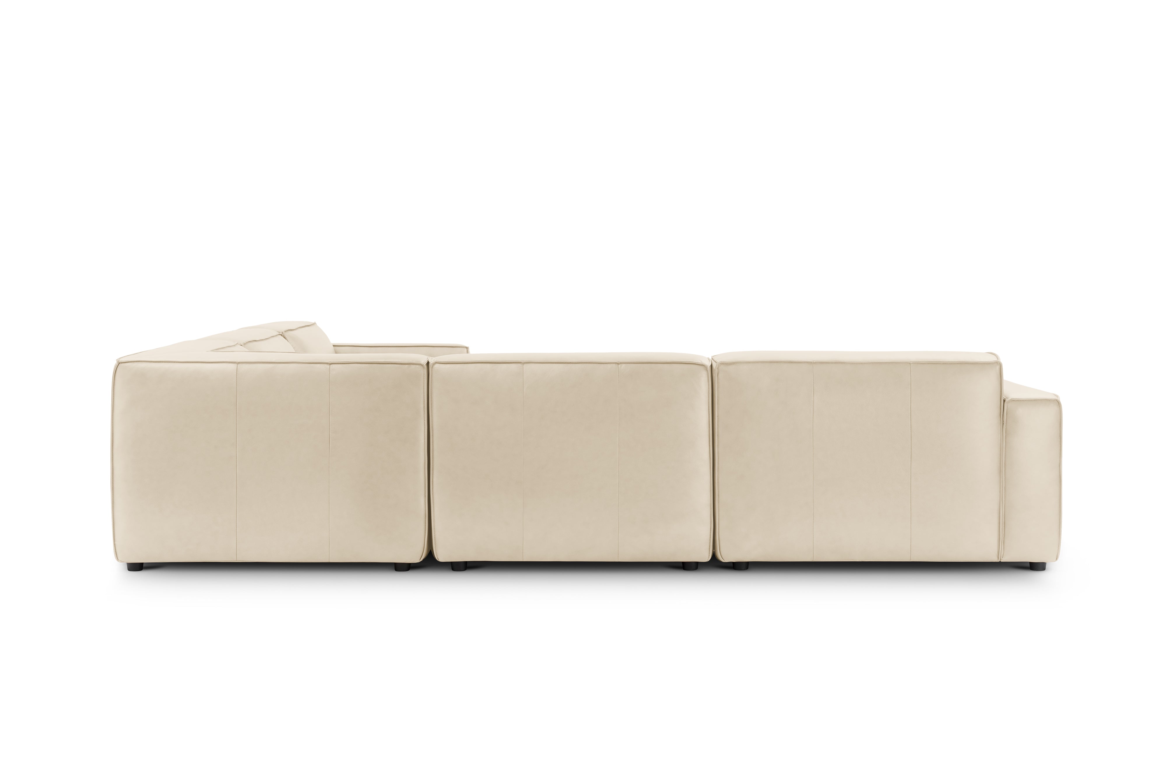 Valencia Nathan Full Aniline Leather Modular Sofa with Down Feather, L-Shape, Antique White