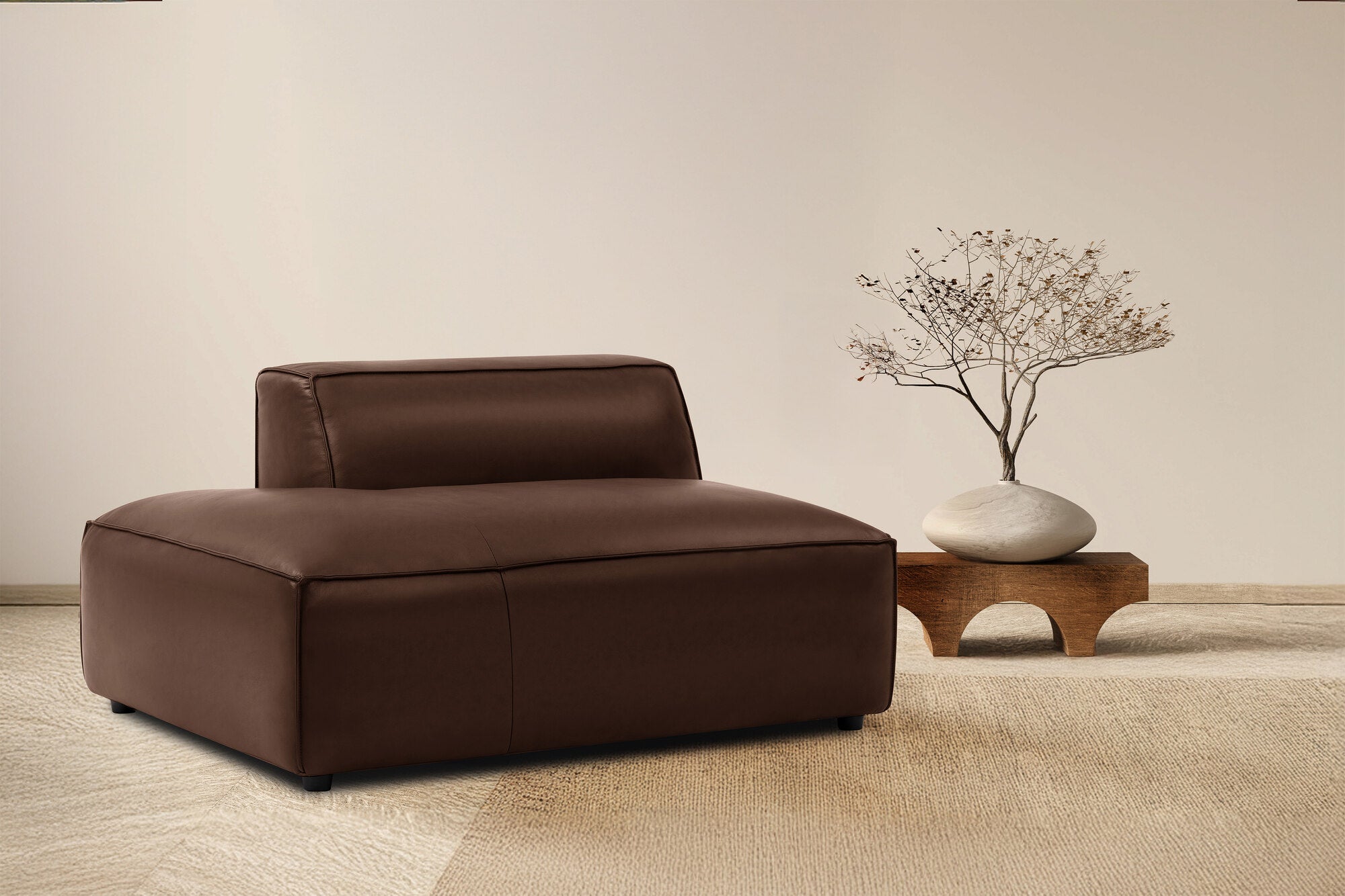 Nathan Leather Left Open-End Sofa Module