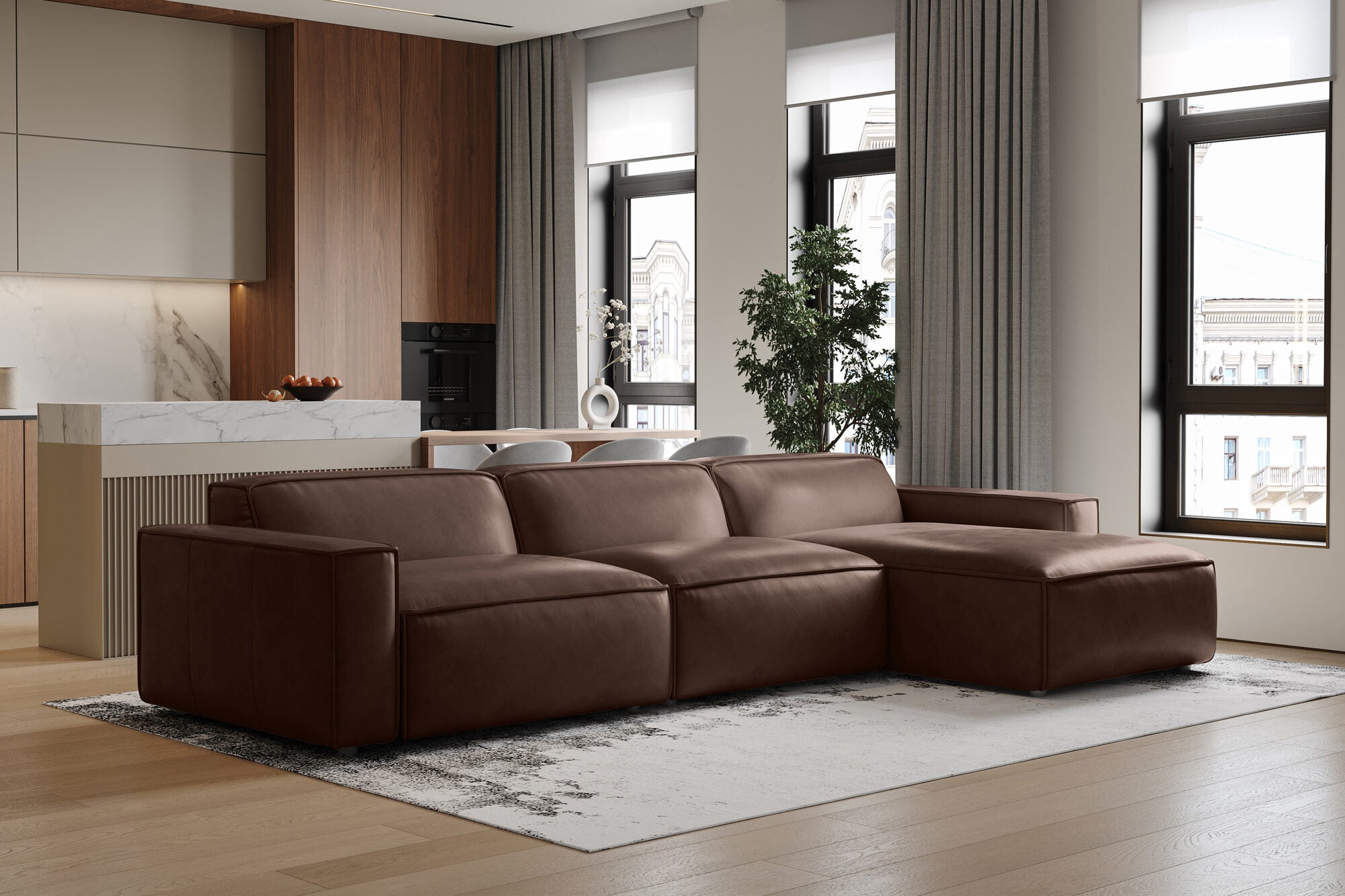 Nathan Leather Modular Sectional Sofa