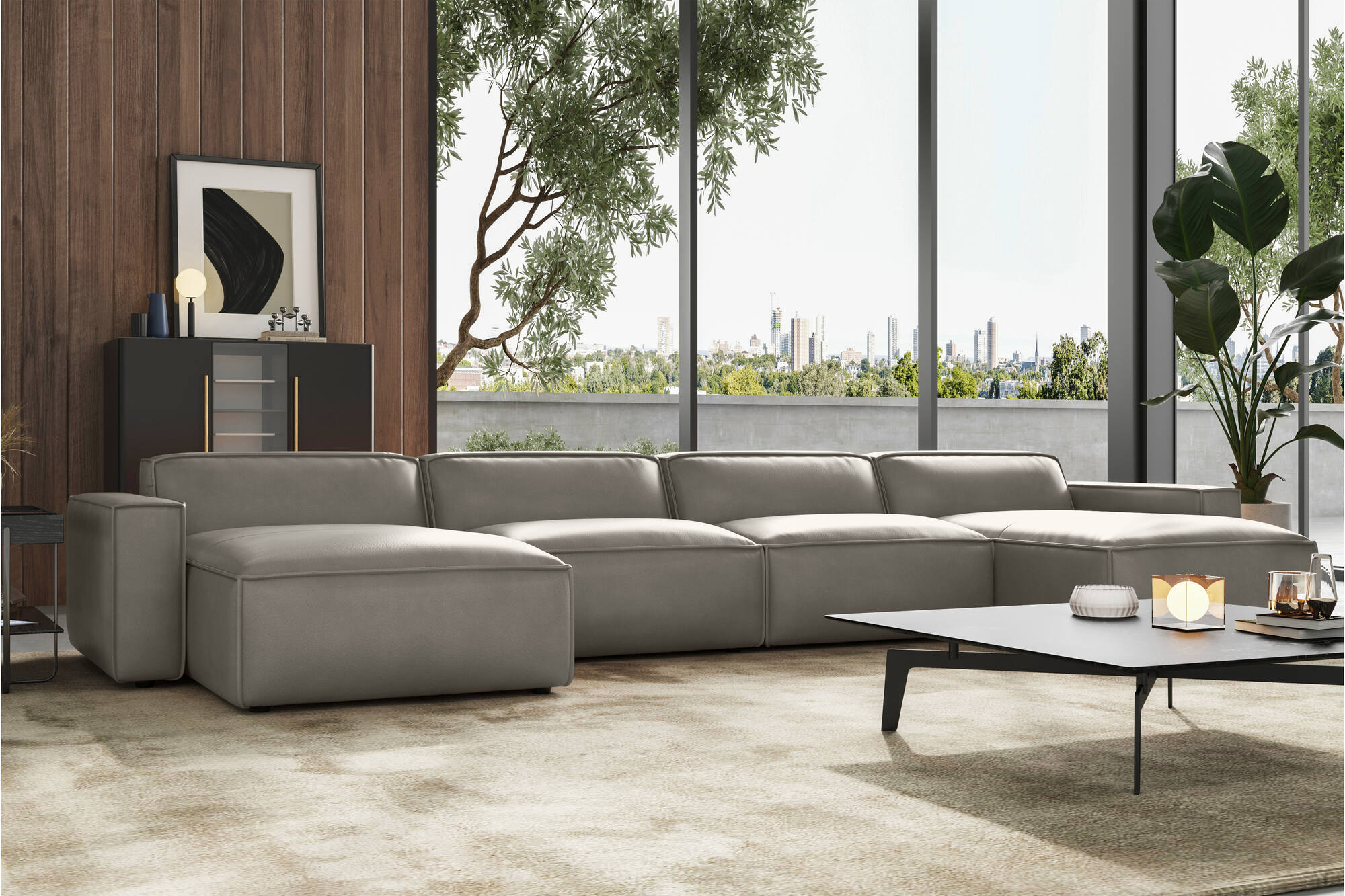 Nathan Leather Modular Sectional Sofa