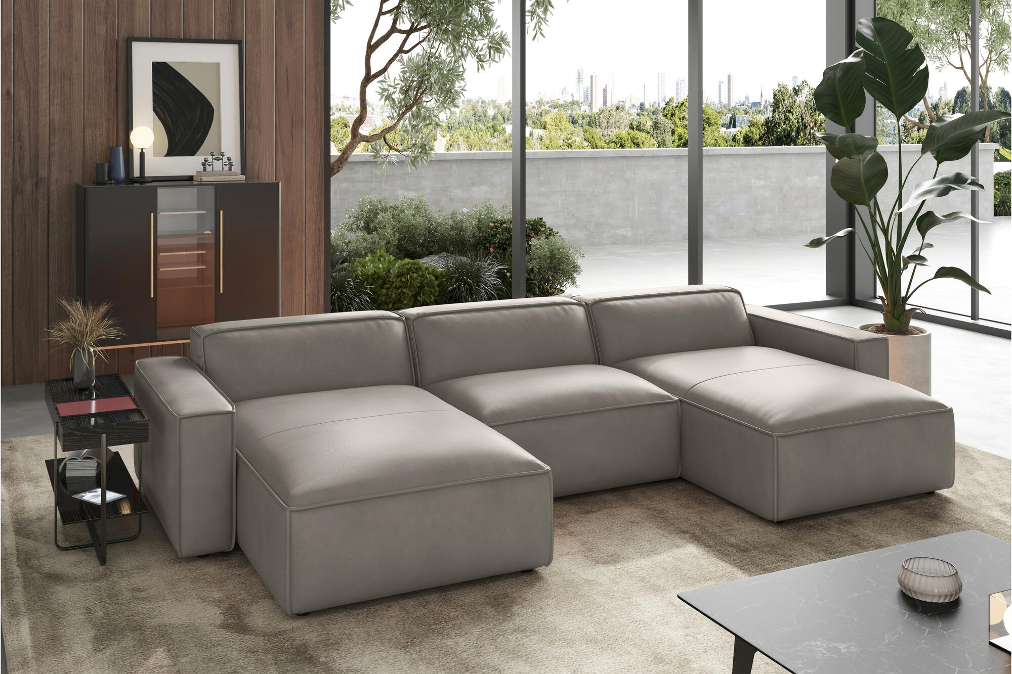 Nathan Leather Modular Sectional Sofa