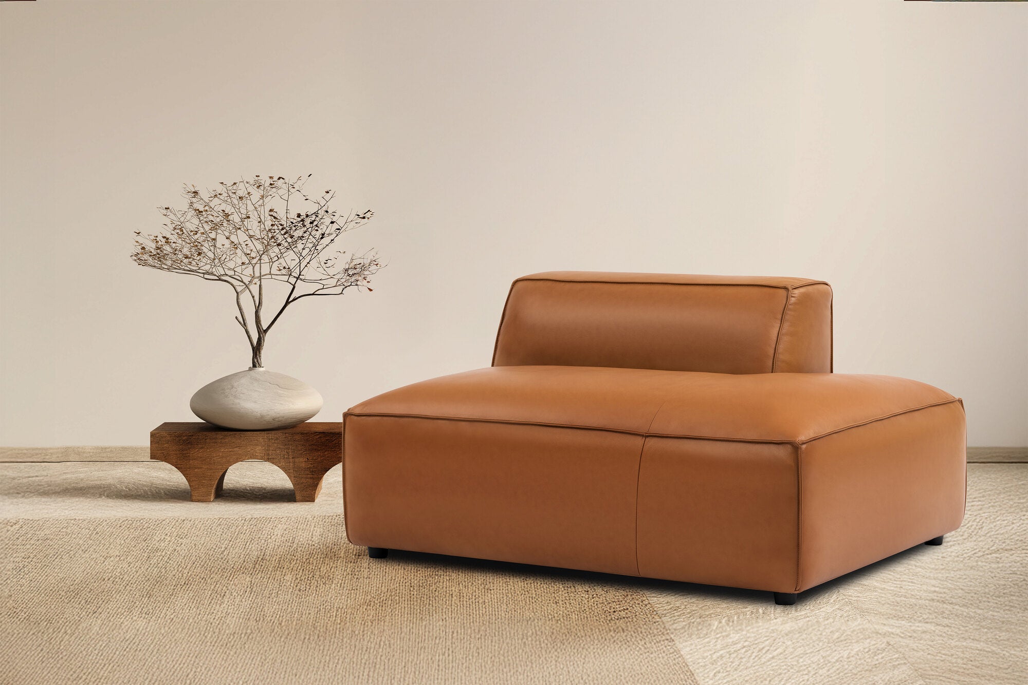 Nathan Leather Right Open-End Sofa Module