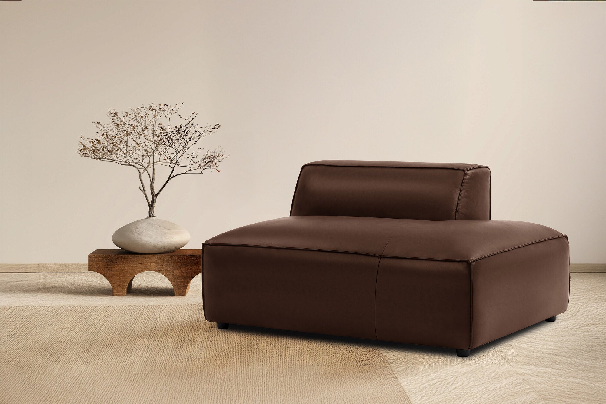 Nathan Leather Right Open-End Sofa Module