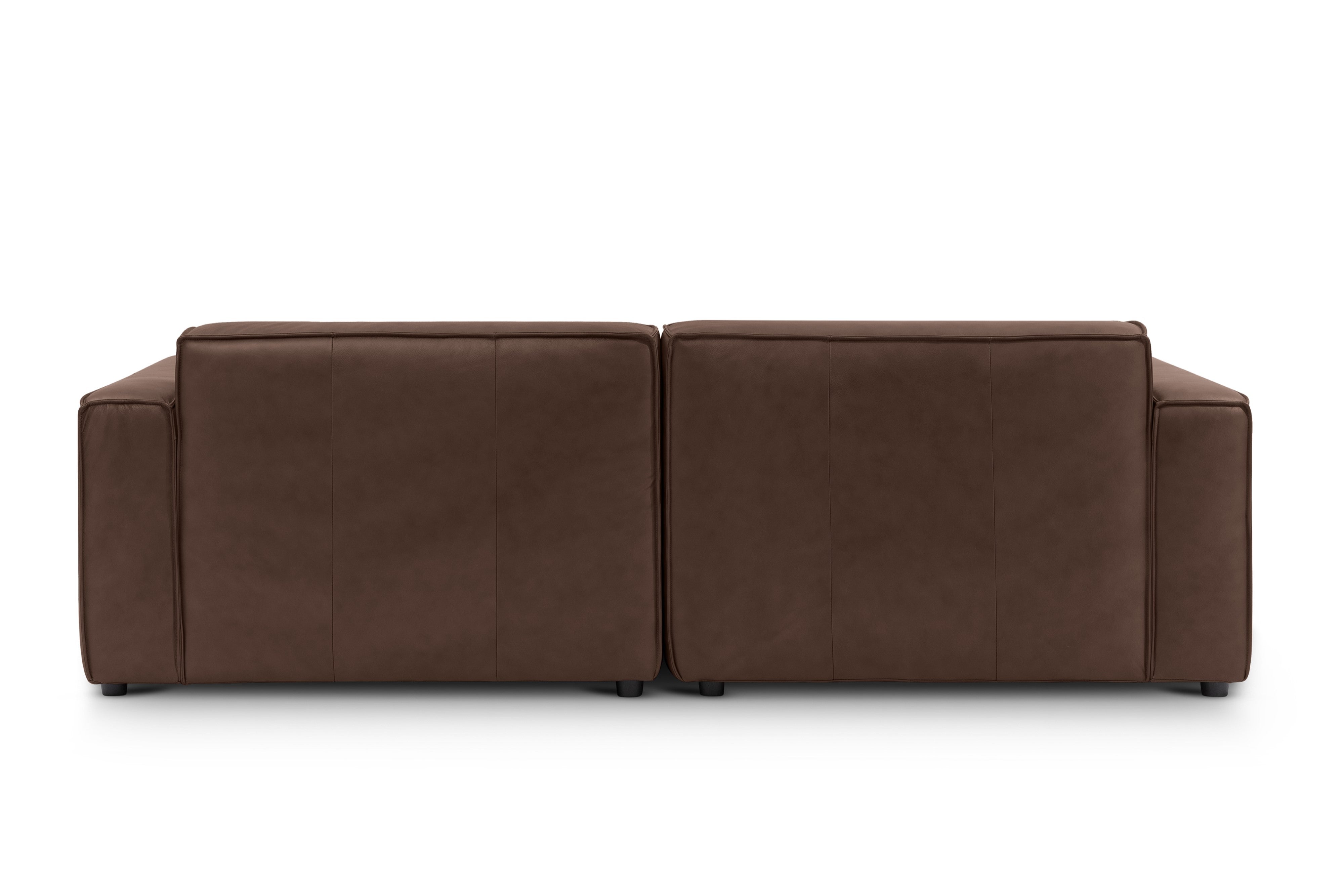 Valencia Nathan Full Aniline Leather Modular Sofa with Down Feather, Loveseat, Dark Chocolate