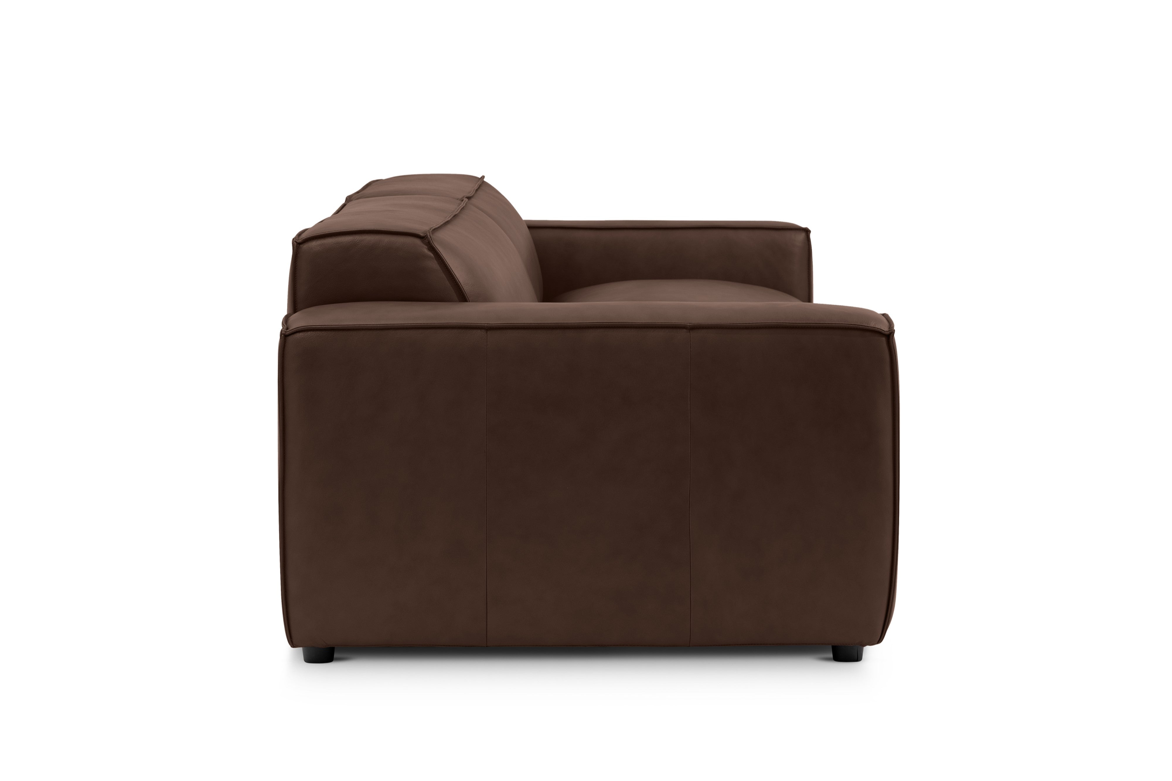 Valencia Nathan Full Aniline Leather Modular Sofa with Down Feather, Loveseat, Dark Chocolate