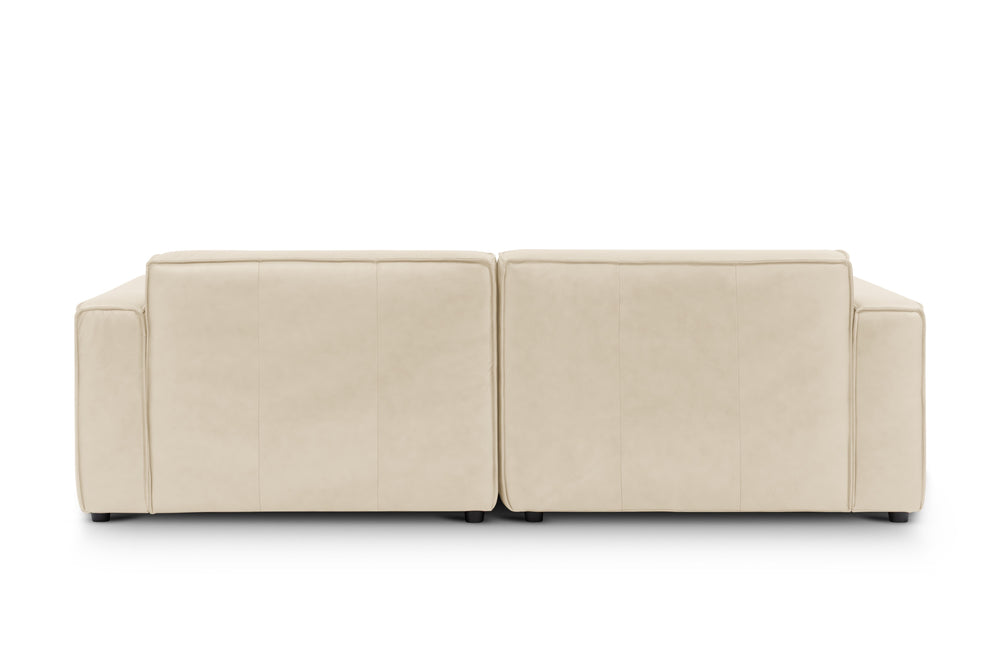 Valencia Nathan Full Aniline Leather Modular Sofa with Down Feather, Loveseat, Antique White