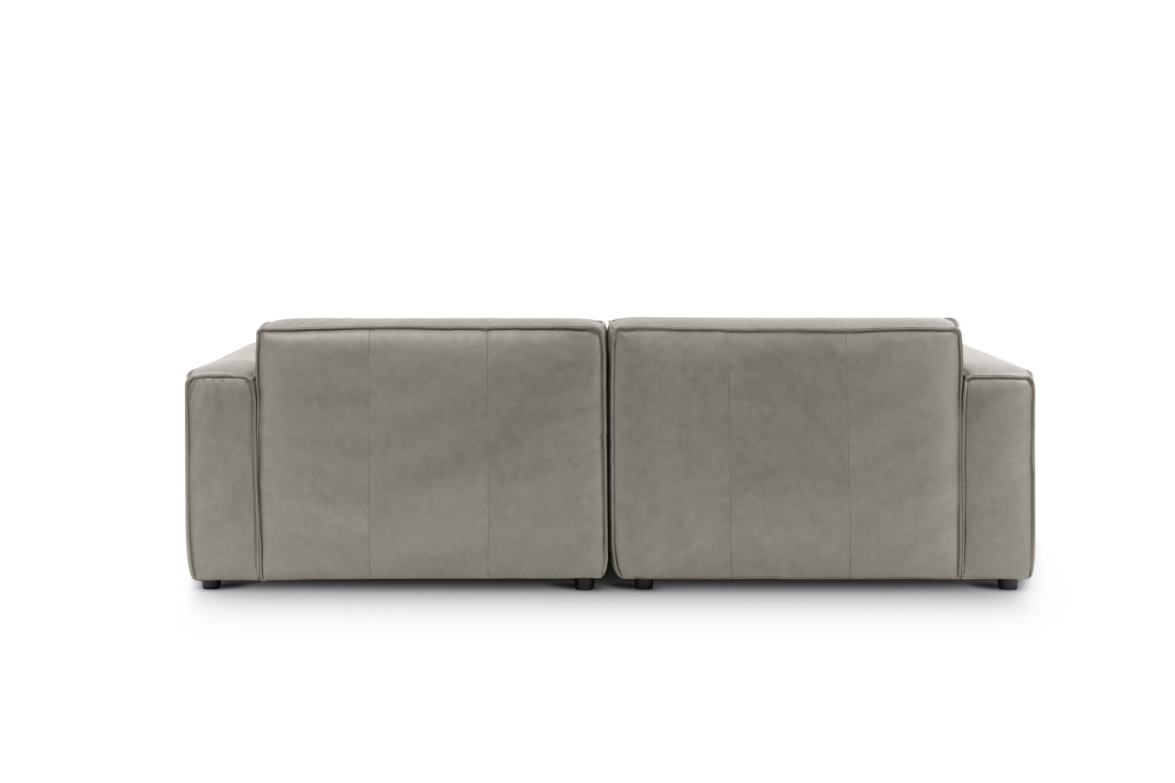 Valencia Nathan Full Aniline Leather Modular Sofa with Down Feather, Loveseat, Light Grey