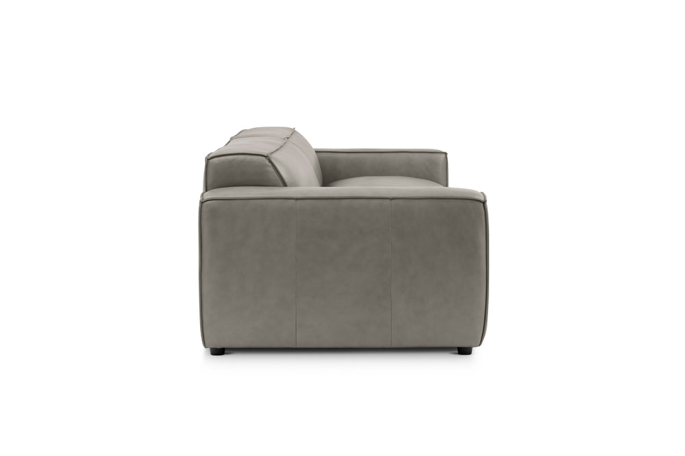 Valencia Nathan Full Aniline Leather Modular Sofa with Down Feather, Loveseat, Light Grey