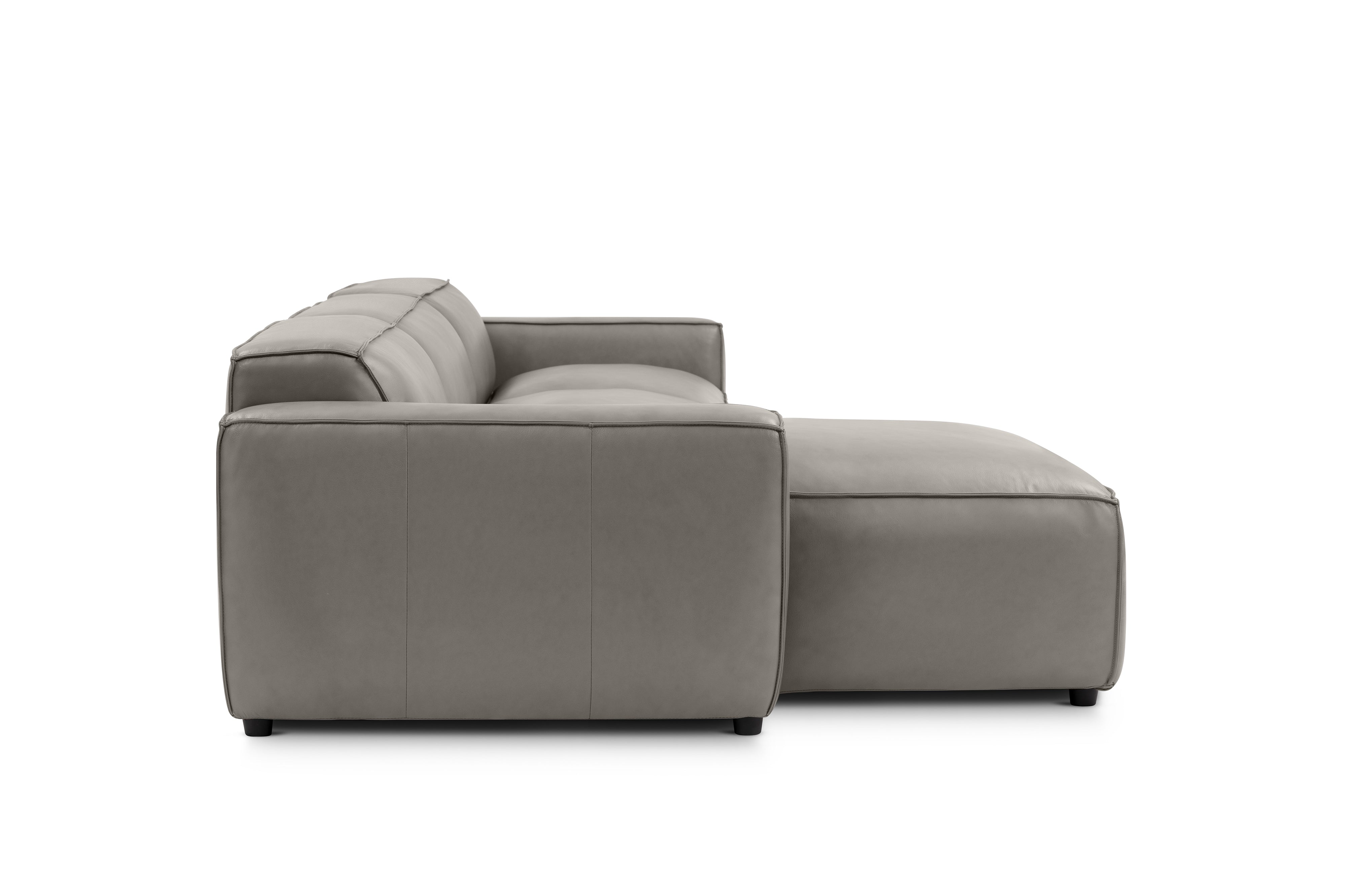 Valencia Nathan Full Aniline Leather Modular Sofa with Down Feather, Left Chaise, Light Grey