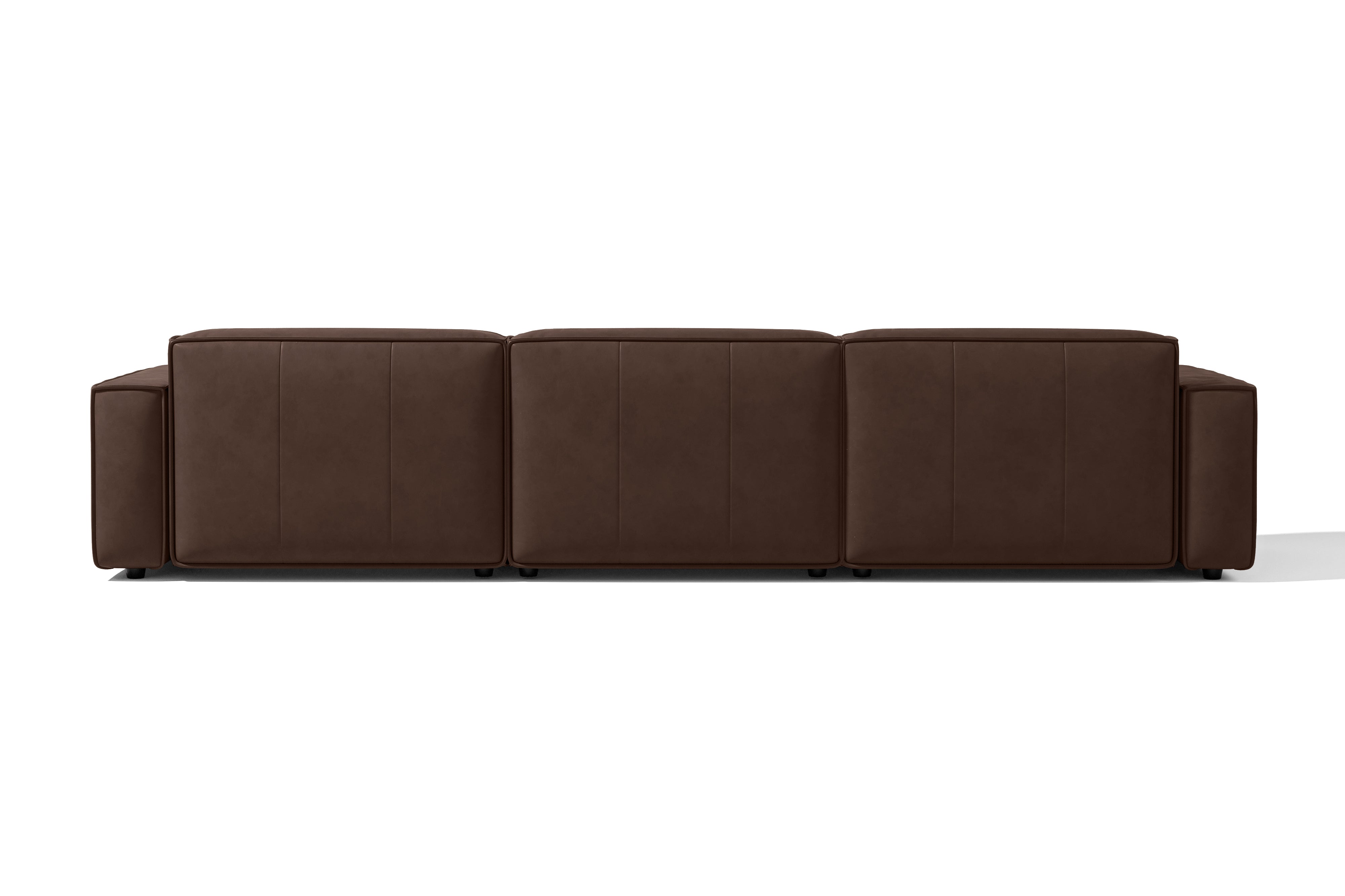 Valencia Nathan Full Aniline Leather Modular Sofa with Down Feather, Three Seats, Dark Chocolate