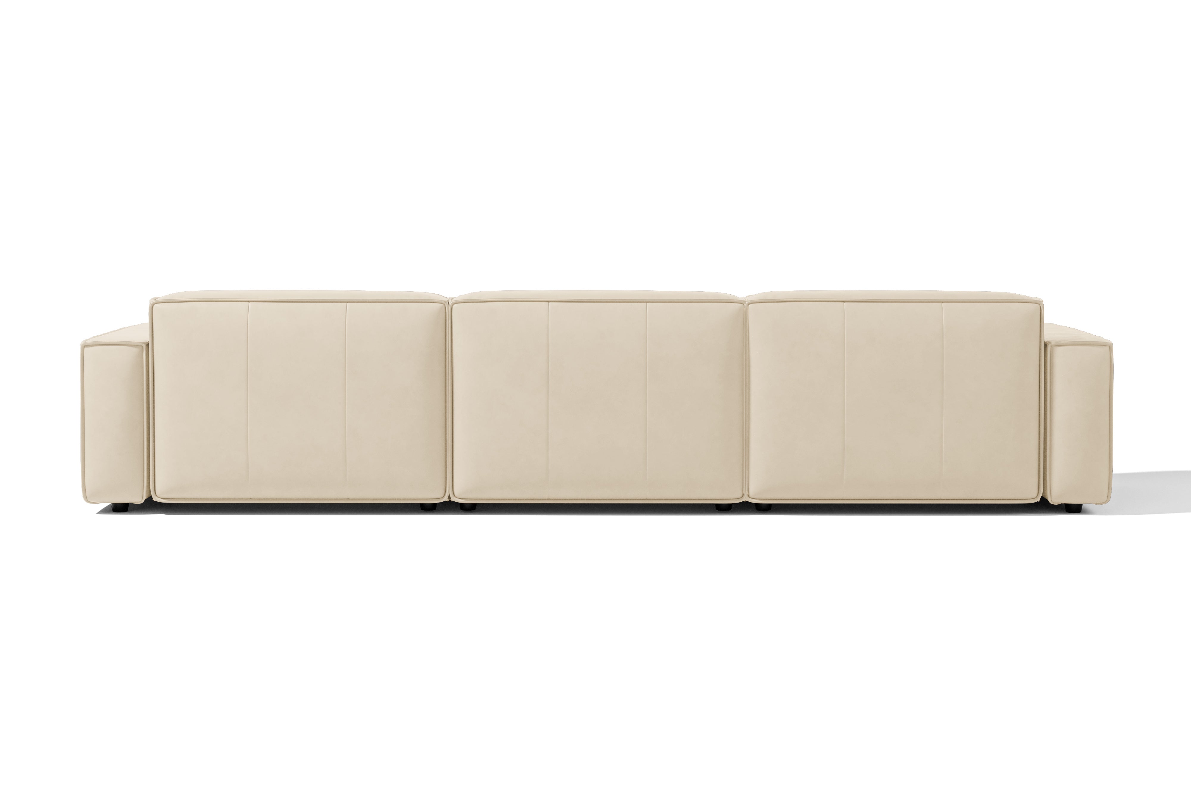 Valencia Nathan Full Aniline Leather Modular Sofa with Down Feather, Three Seats, Antique White