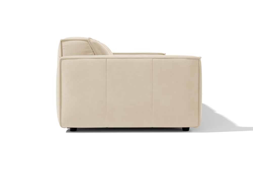 Valencia Nathan Full Aniline Leather Modular Sofa with Down Feather, Three Seats, Antique White