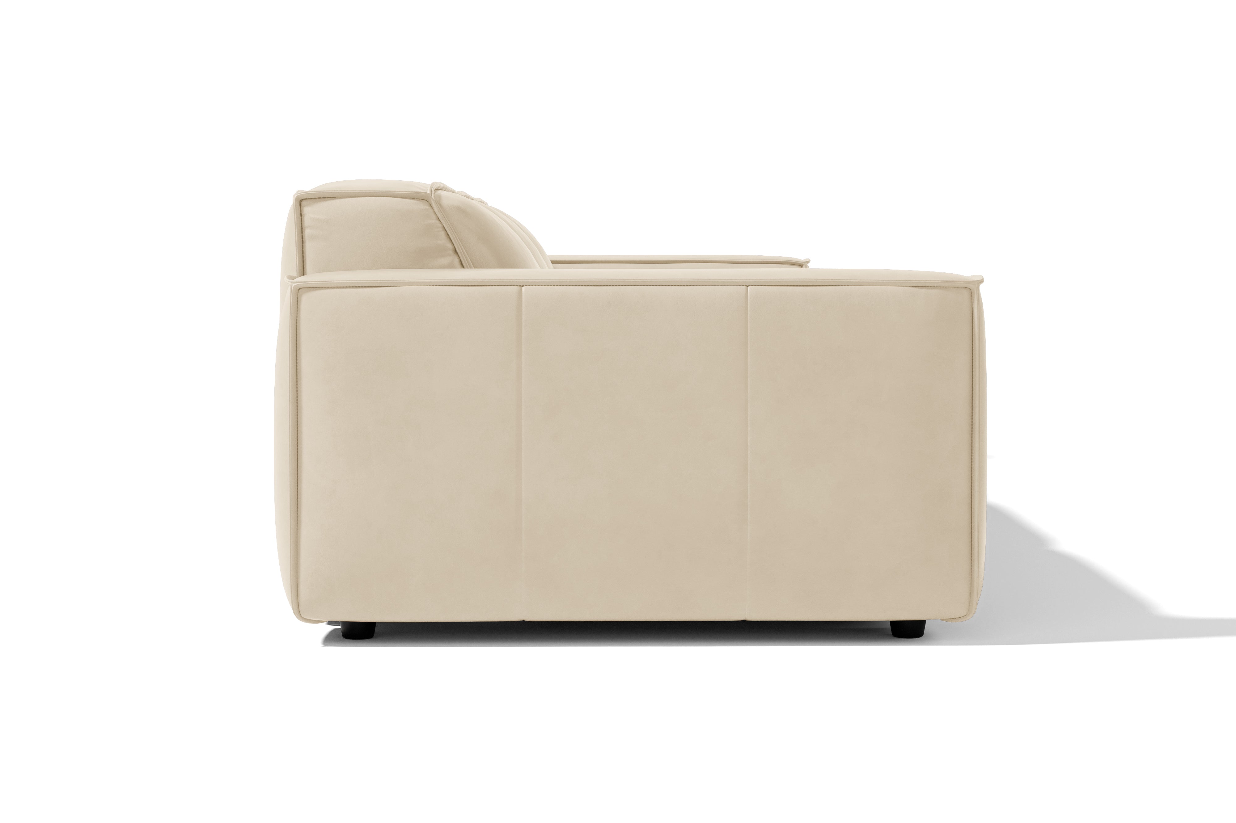 Valencia Nathan Full Aniline Leather Modular Sofa with Down Feather, Three Seats, Antique White