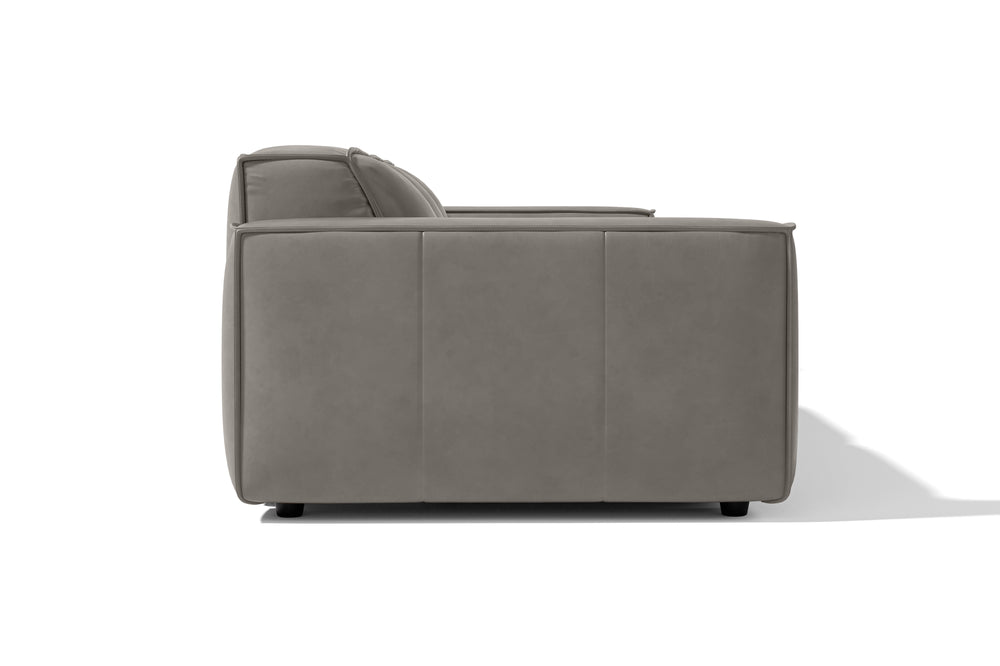Valencia Nathan Full Aniline Leather Modular Sofa with Down Feather, Three Seats, Light Grey