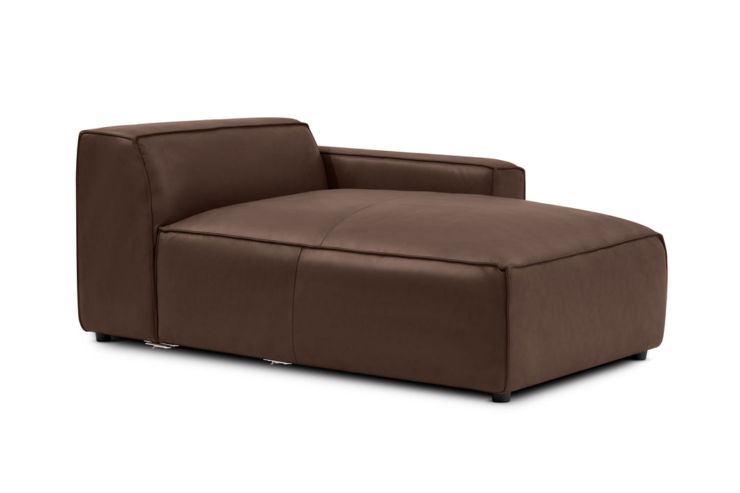 Valencia Nathan Full Aniline Leather Right-Chaise Piece, Dark Chocolate