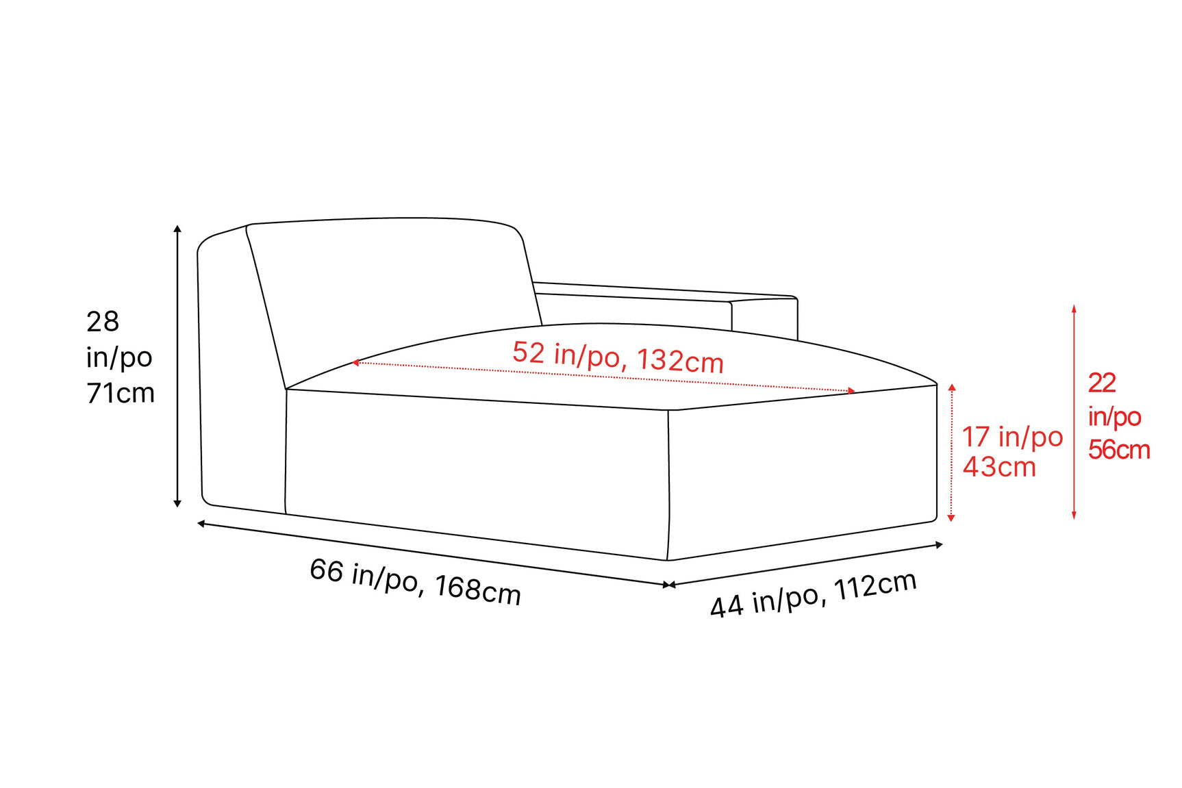 Nathan Leather Right Chaise Sofa Module