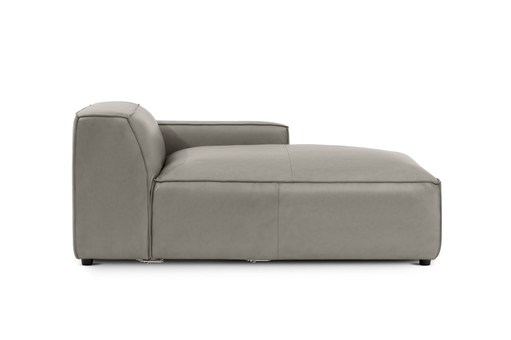 Valencia Nathan Full Aniline Leather Right-Chaise Piece, Light Grey