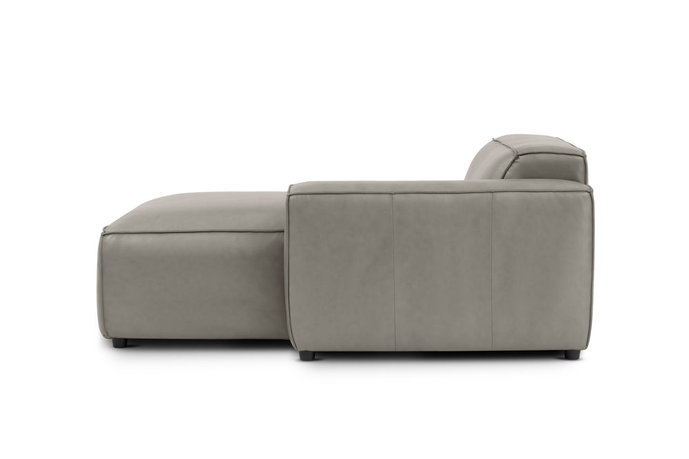 Valencia Nathan Full Aniline Leather Right-Chaise Piece, Light Grey