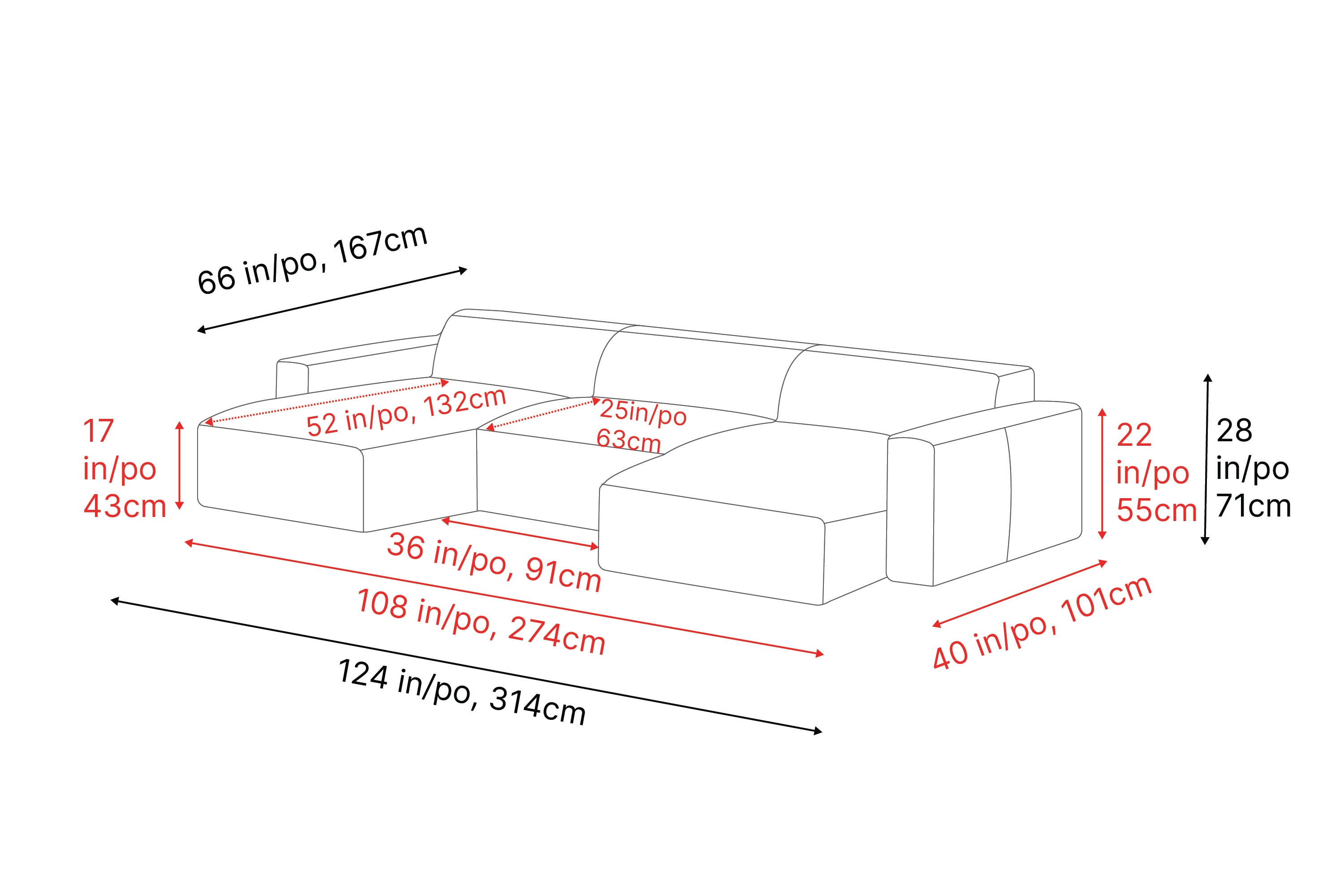 Valencia Nathan Full Aniline Leather Modular Sofa with Down Feather, Row of 3 Double Chaise, Black Color