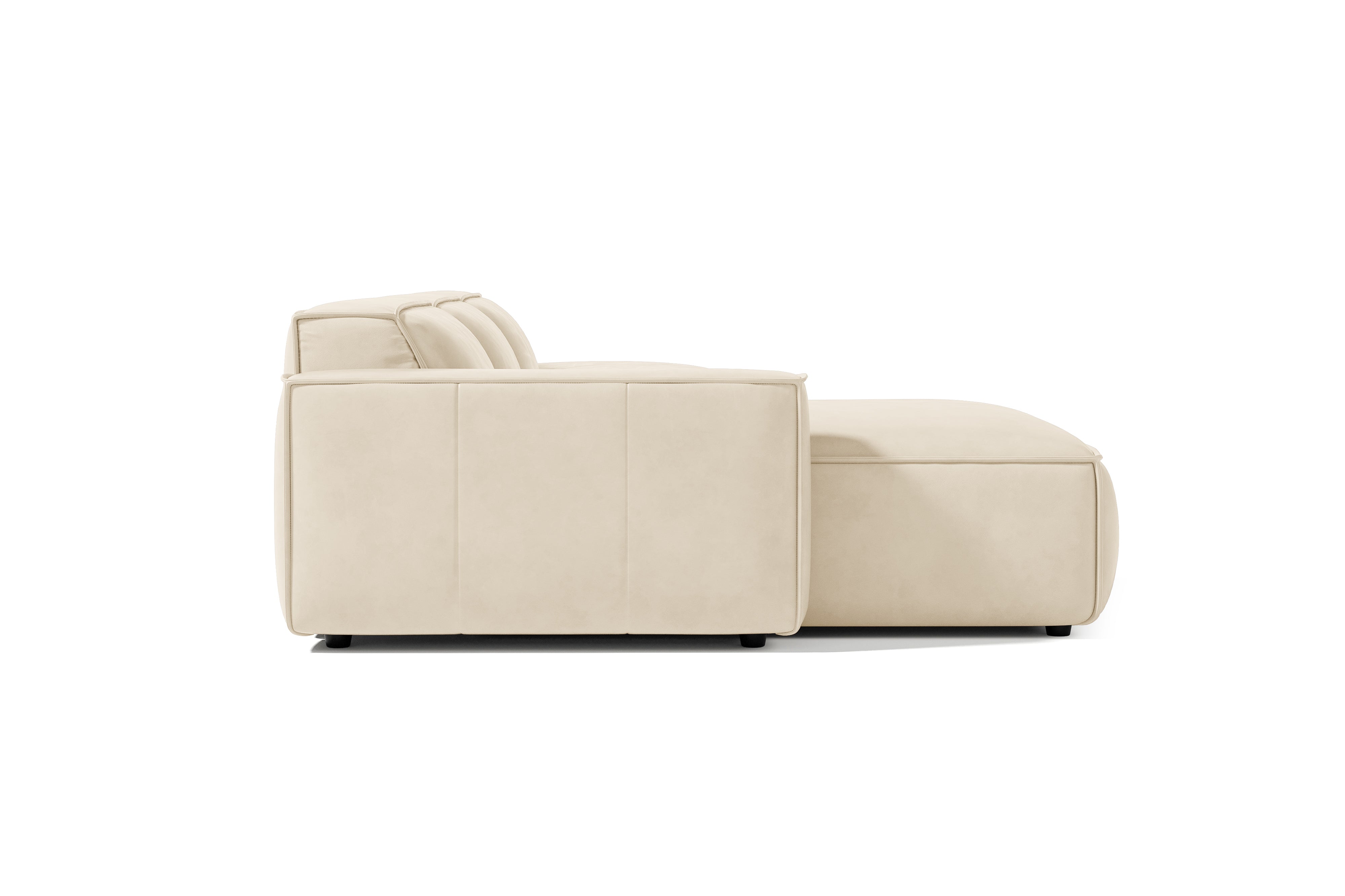 Valencia Nathan Full Aniline Leather Modular Sofa with Down Feather, Trio Left Chaise, White