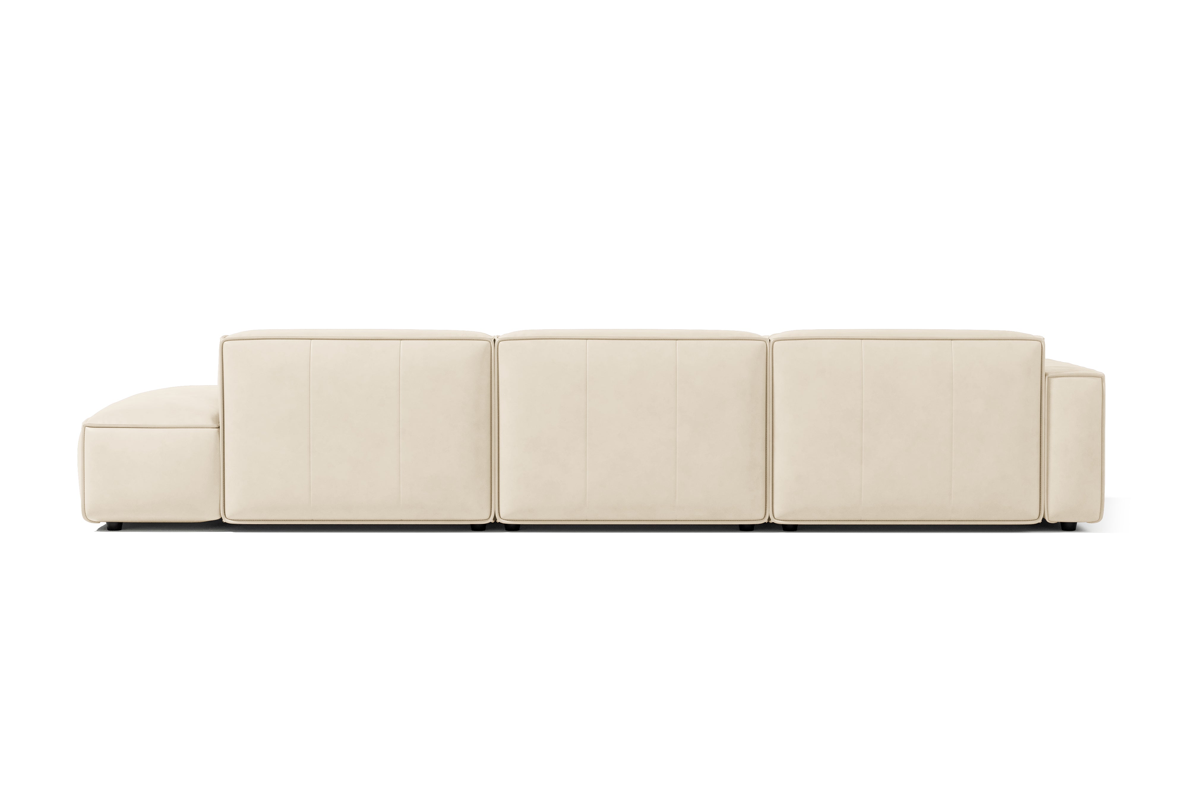 Valencia Nathan Full Aniline Leather Modular Sofa with Down Feather, Trio Left Chaise, White