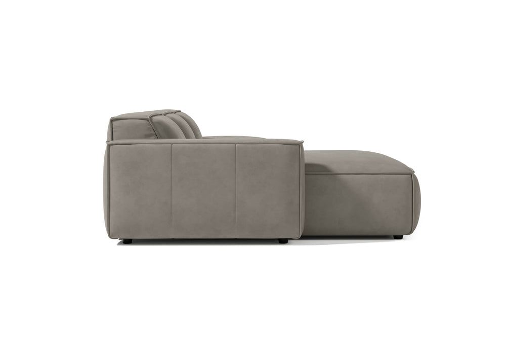 Valencia Nathan Full Aniline Leather Modular Sofa with Down Feather, Trio Left Chaise, Grey