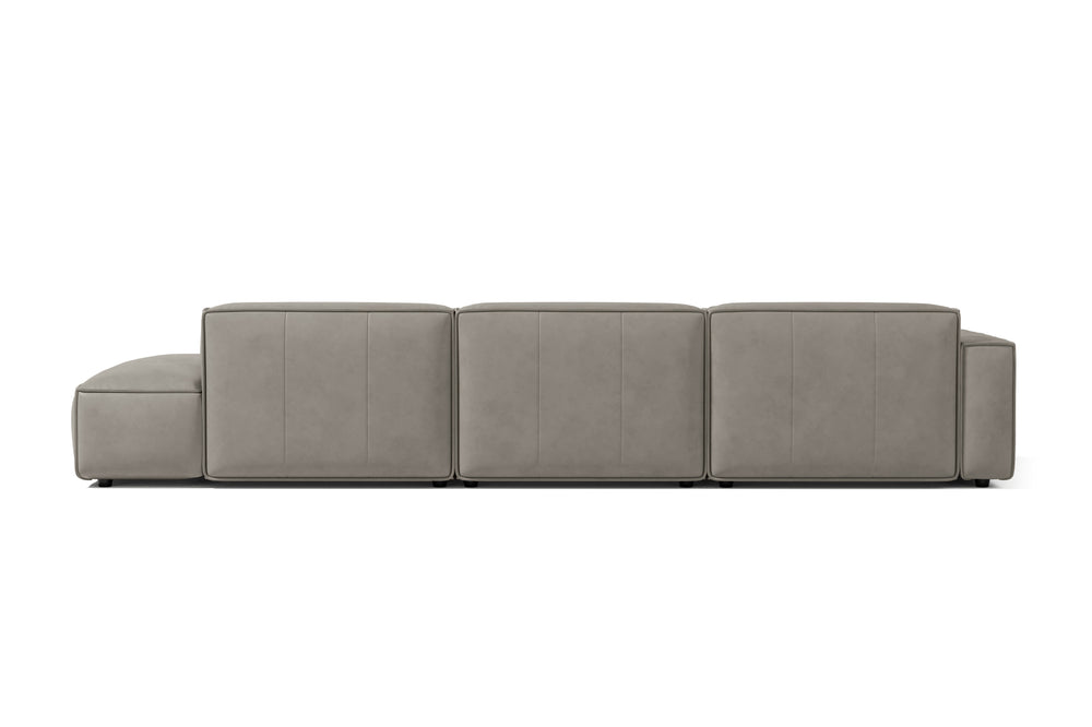 Valencia Nathan Full Aniline Leather Modular Sofa with Down Feather, Trio Left Chaise, Grey