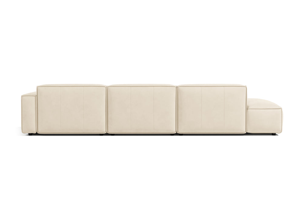 Valencia Nathan Full Aniline Leather Modular Sofa with Down Feather, Trio Right Chaise, White